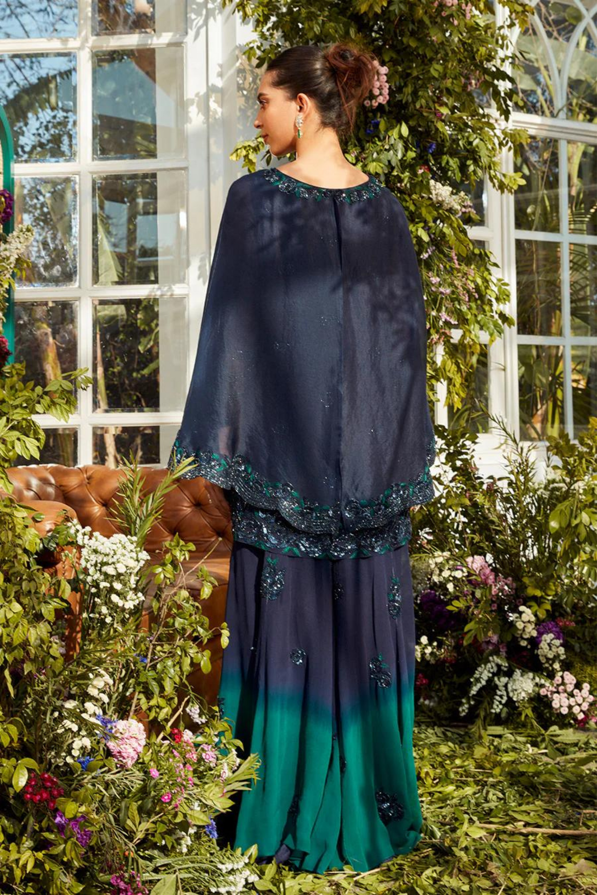 Peacock ombre sharara set