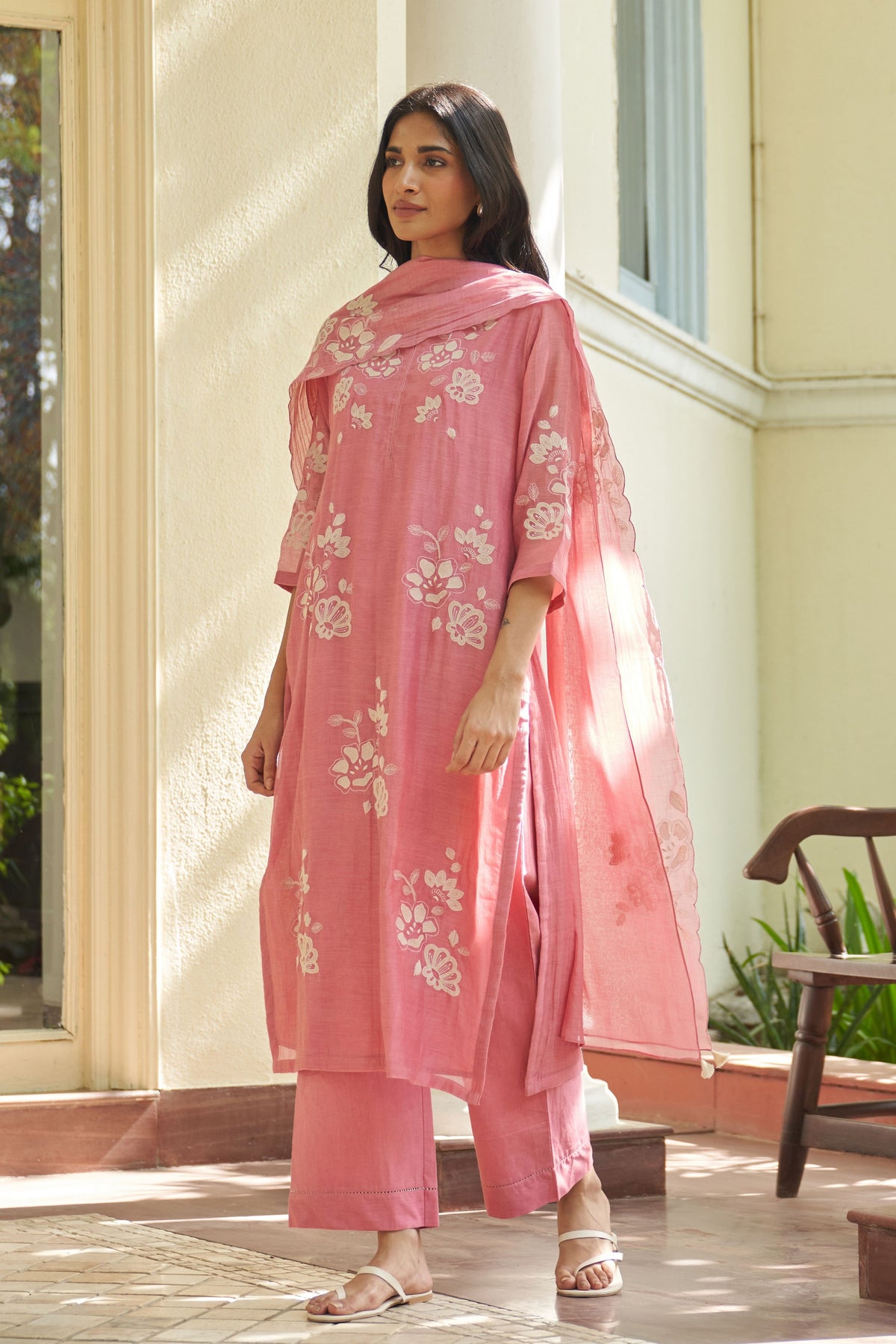 Peony Applique Kurta Set