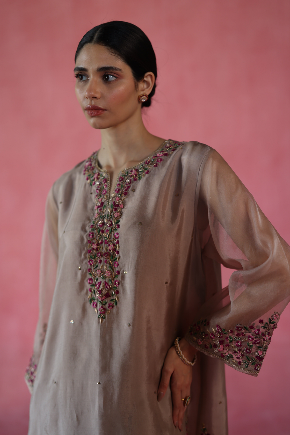 Beige Kewra Kurta Set
