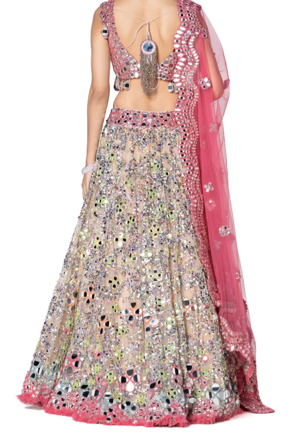 Multicoloured Mirror Embellished Lehenga Set