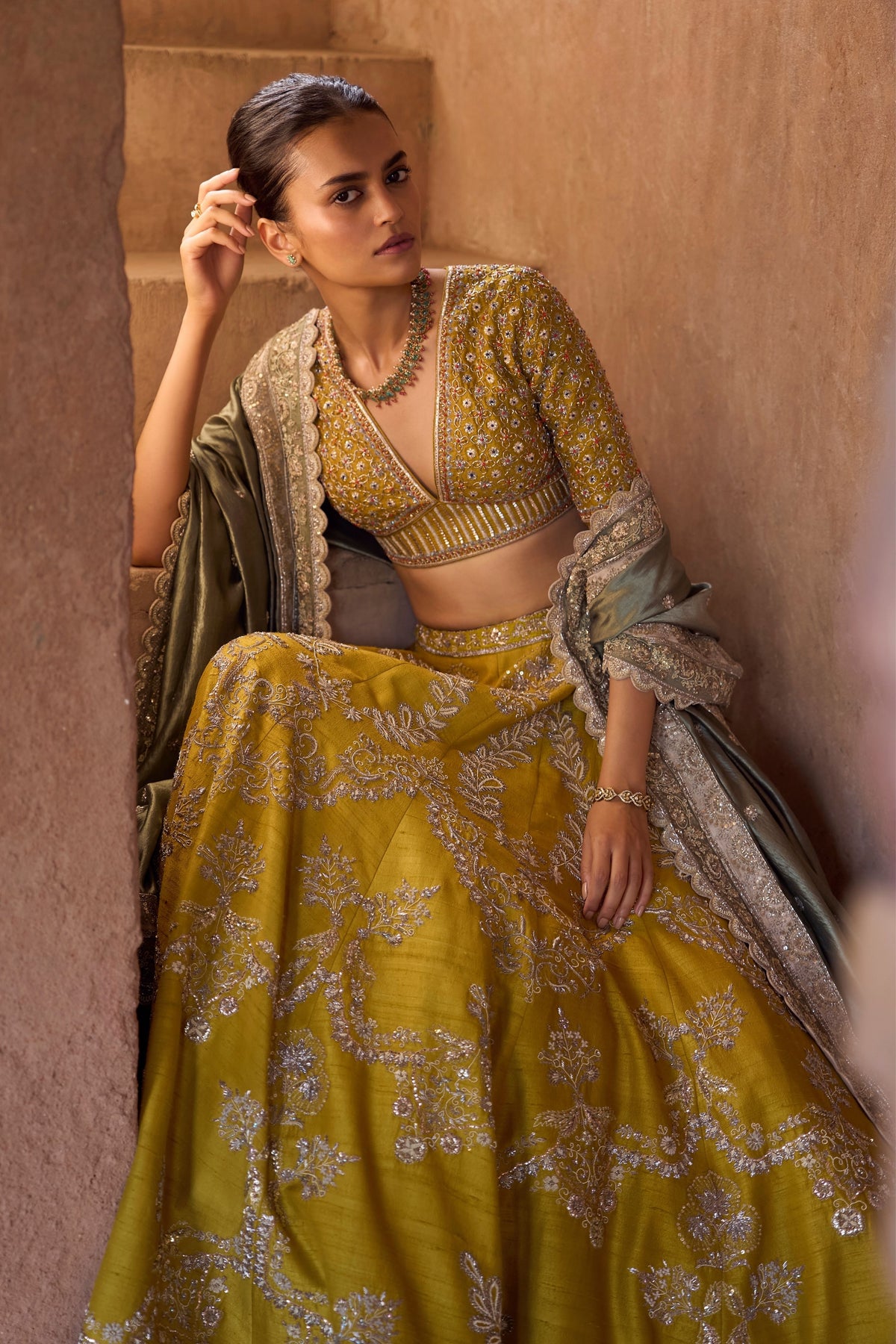 Mustard Bridal Lehenga Set