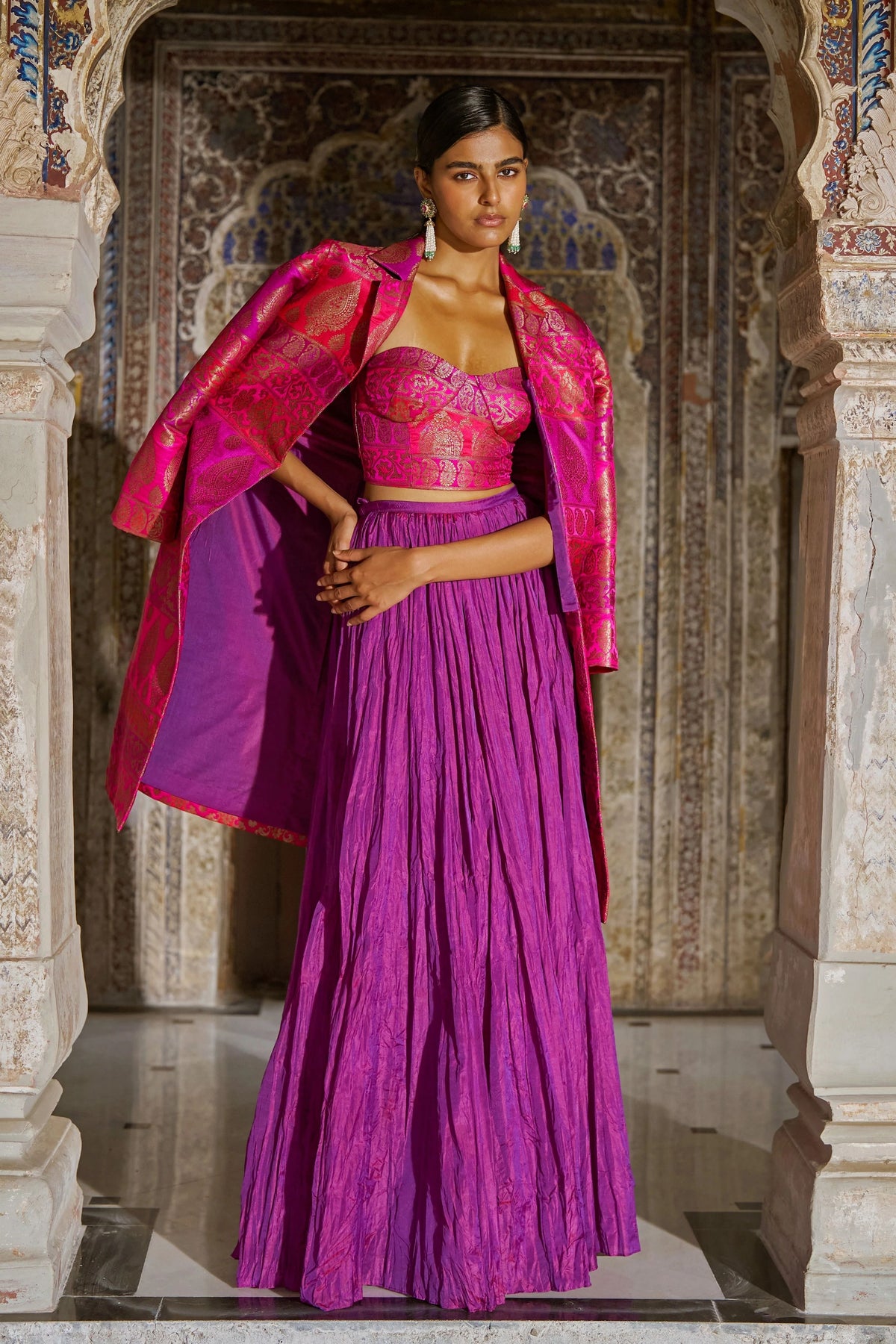 Banares Silk Brocade Longline Jacket