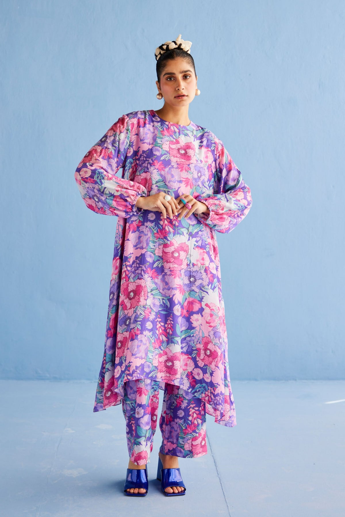 Purple A Line Kurta Set