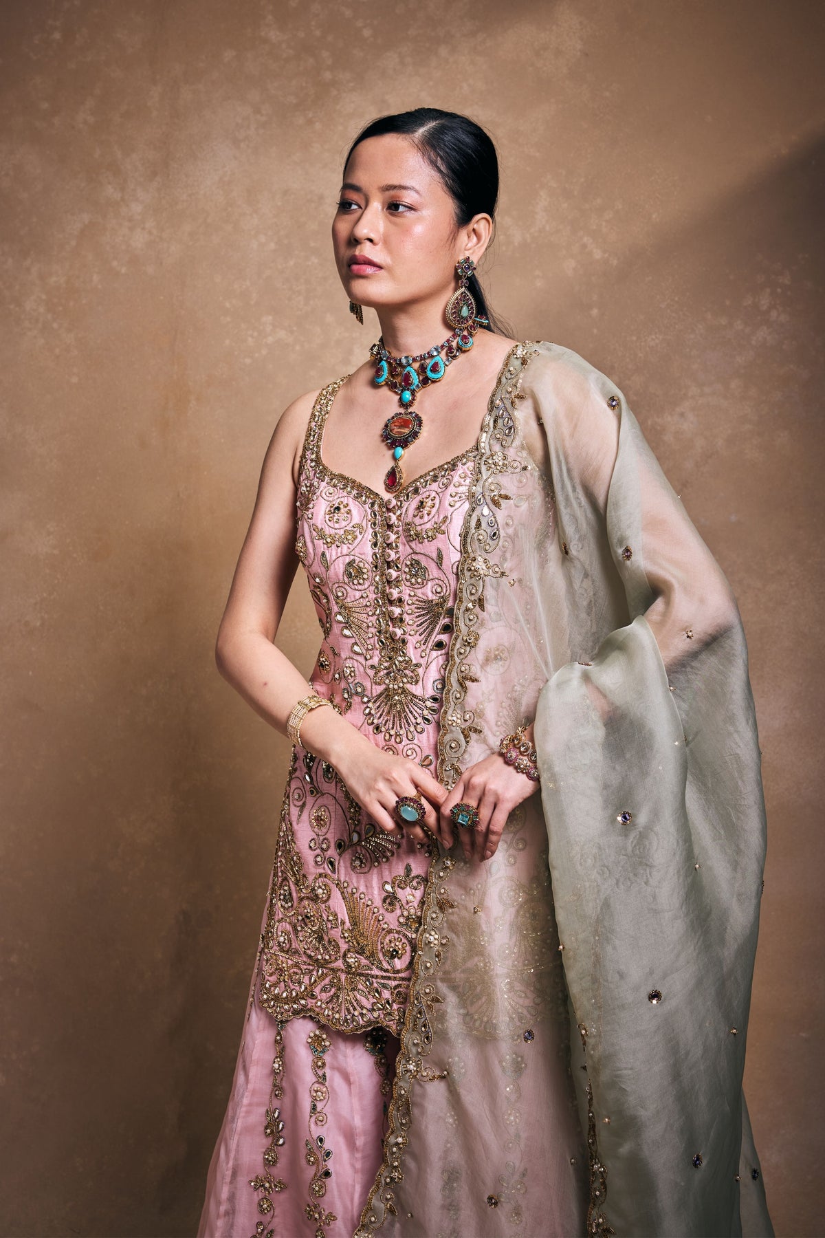 Blush and Sage Sharara Set
