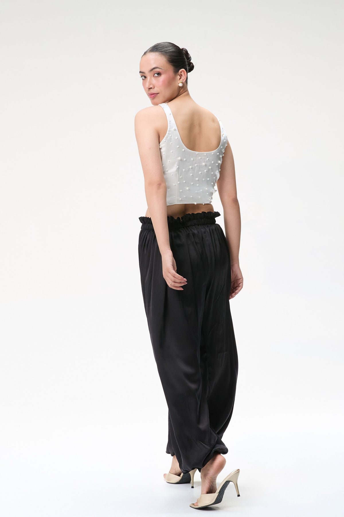 Black Silk Balloon Pants