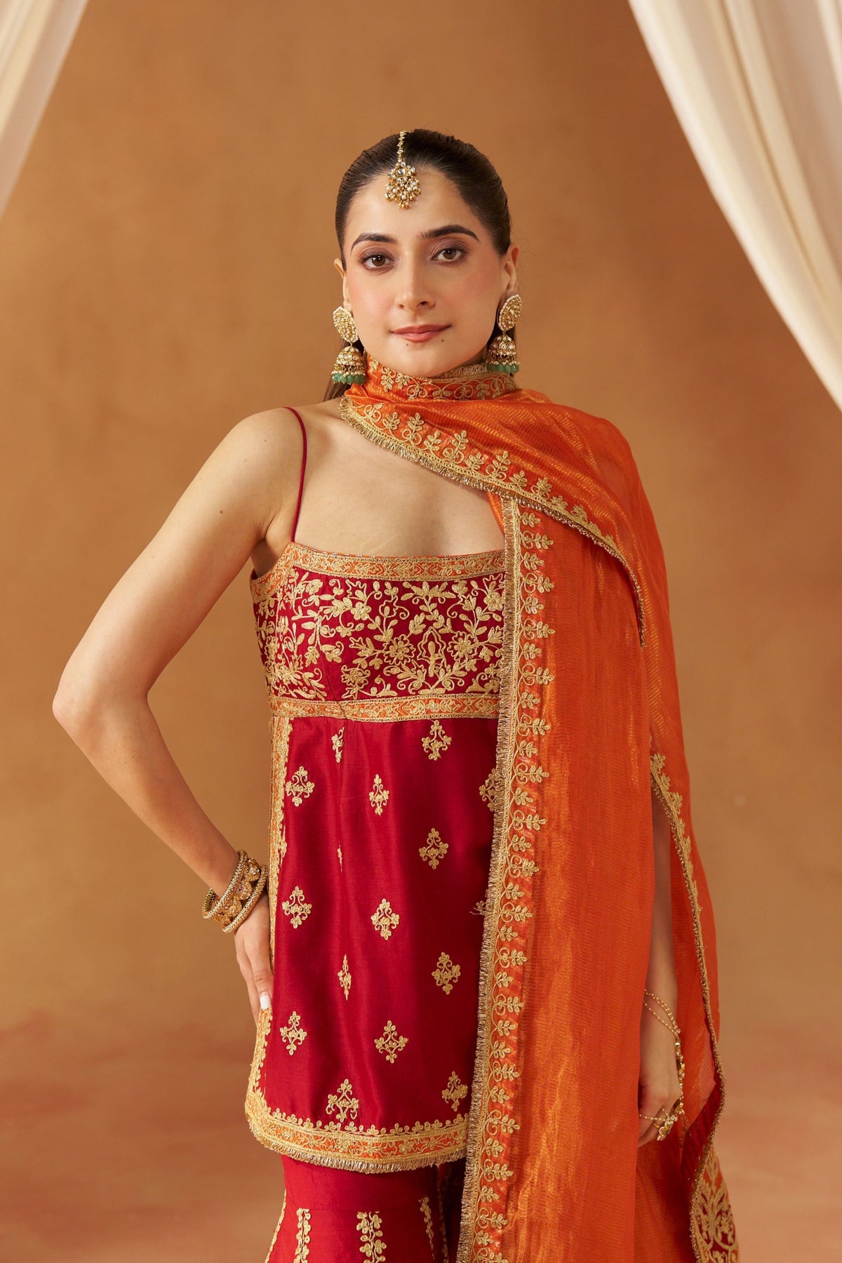 Najma Deep Red Kurta Set