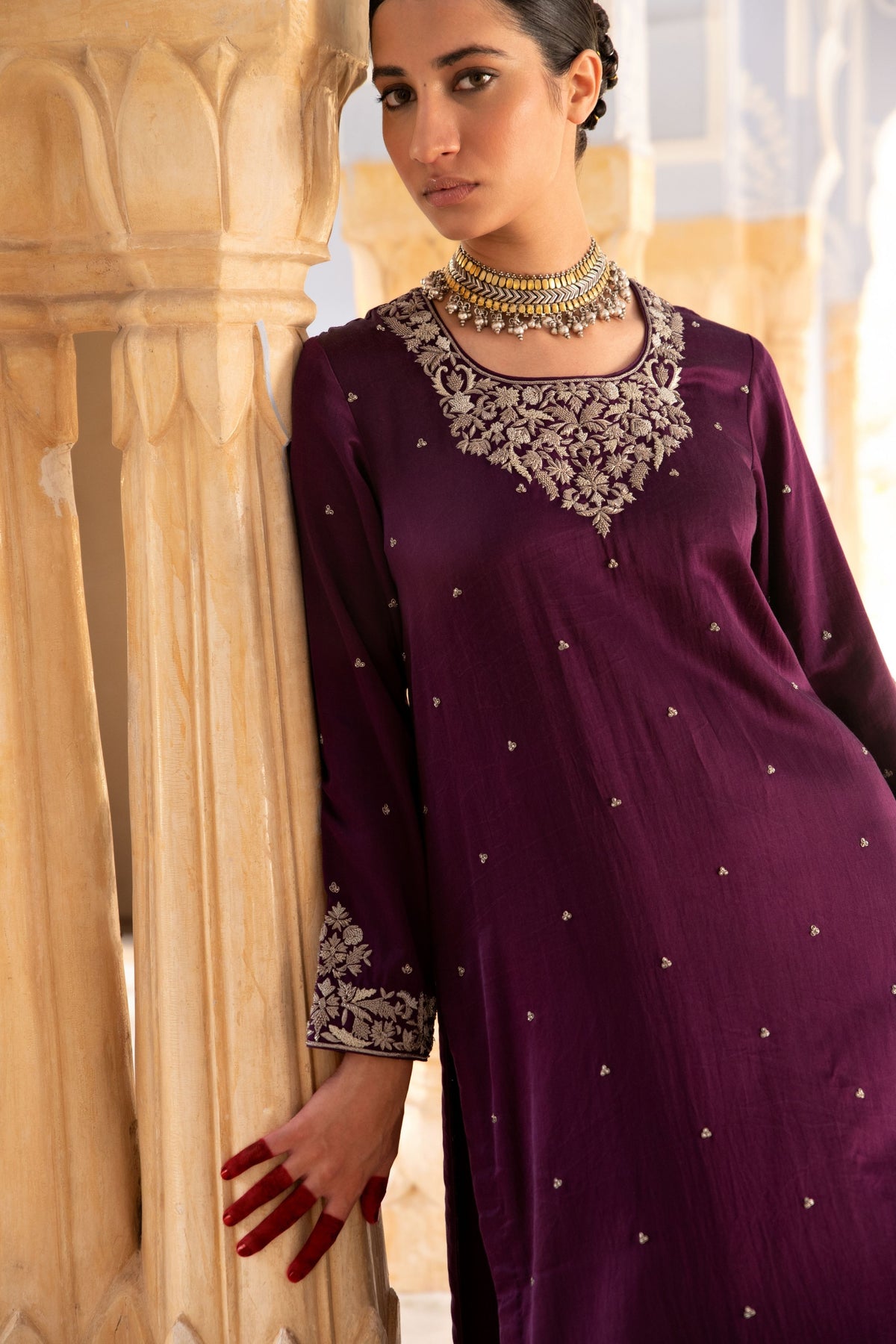 Aubergine Kurta Set