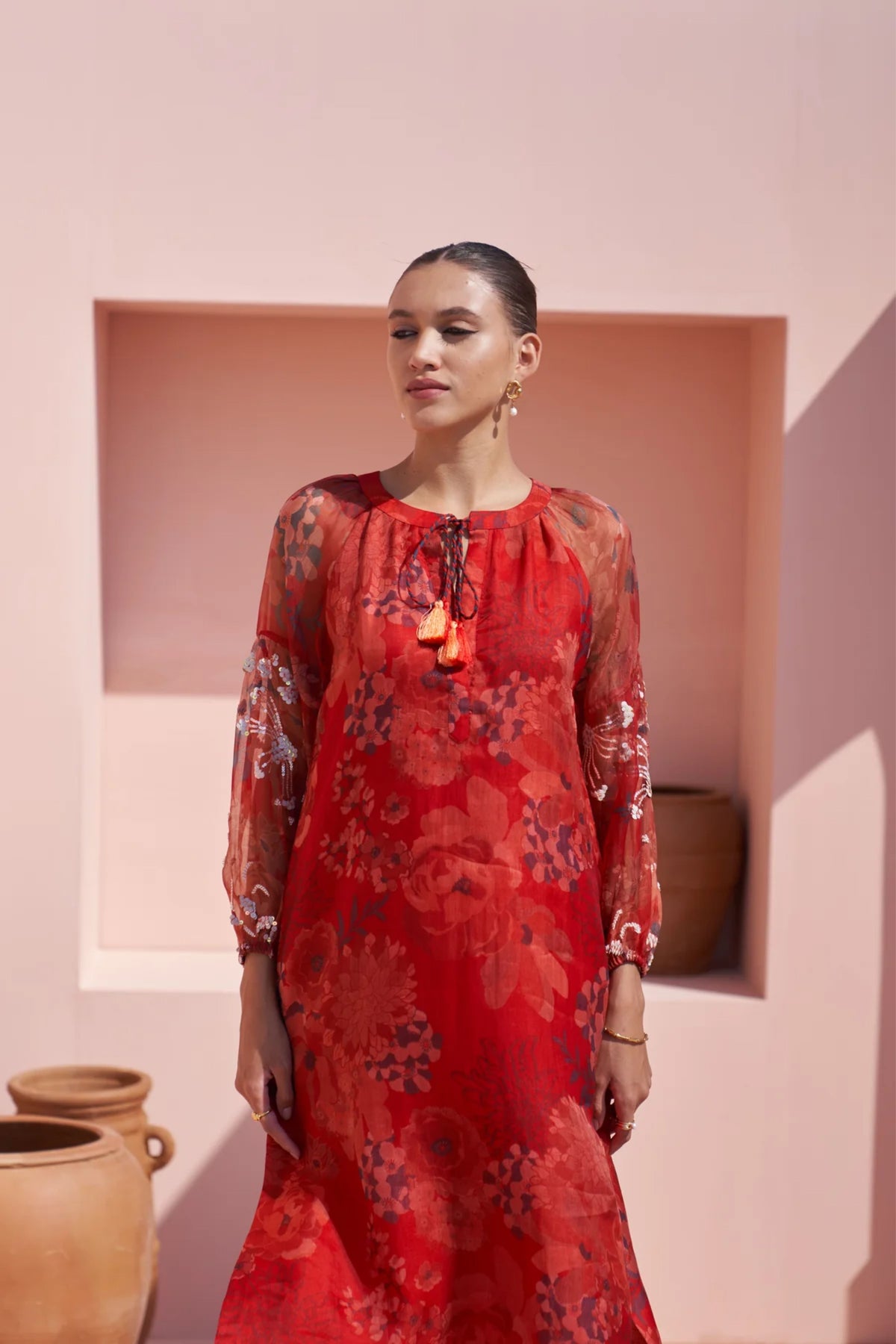 Brown Moroccan Organza Zar Dress