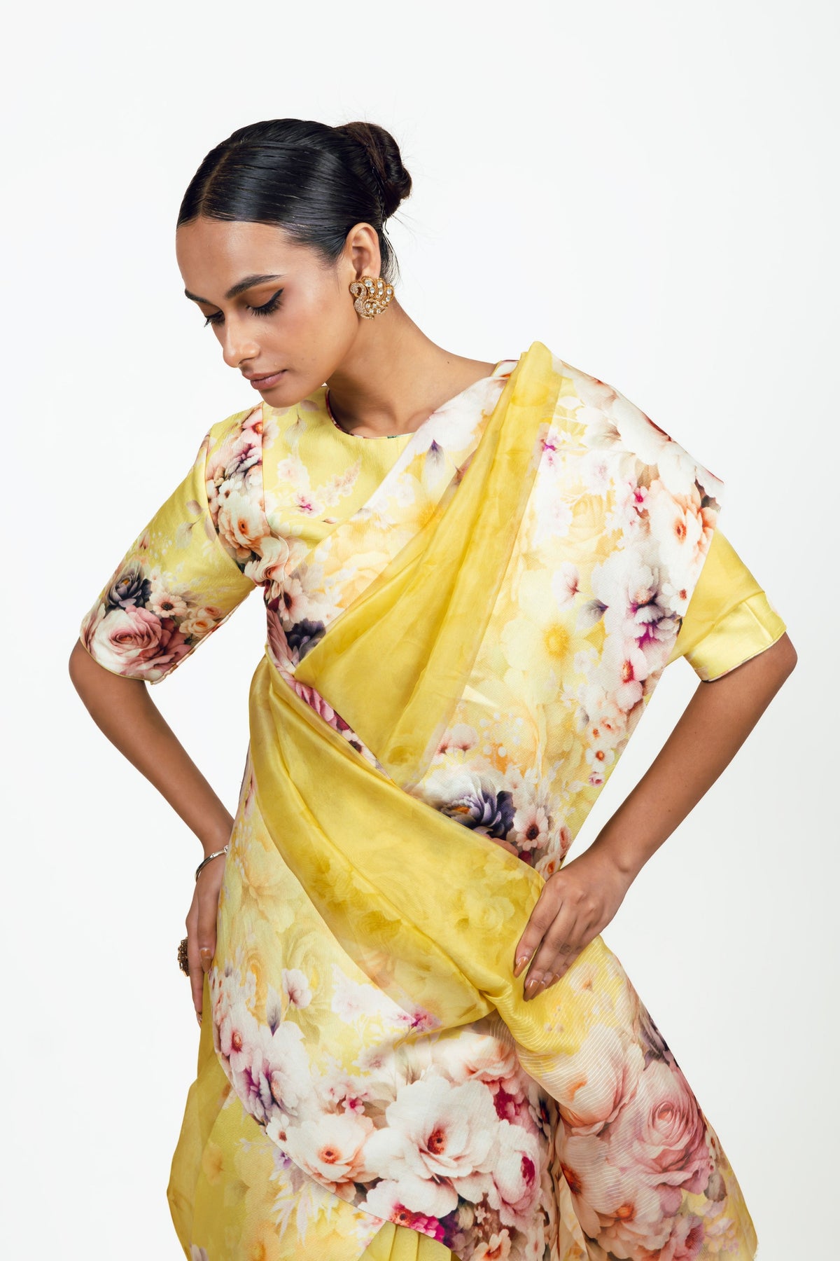 Lina Yellow Organza Saree