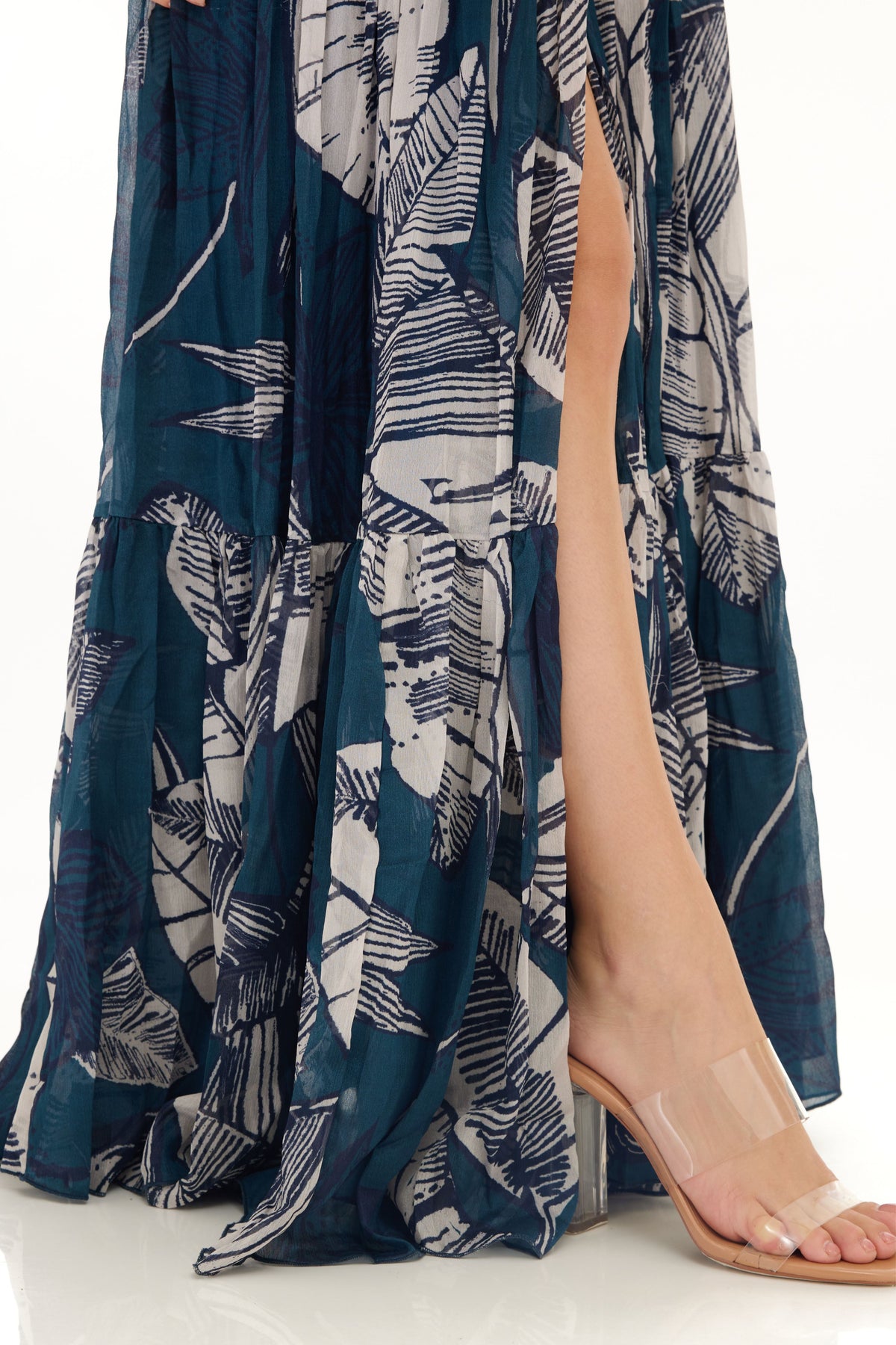 Blue and White Wrap Dress