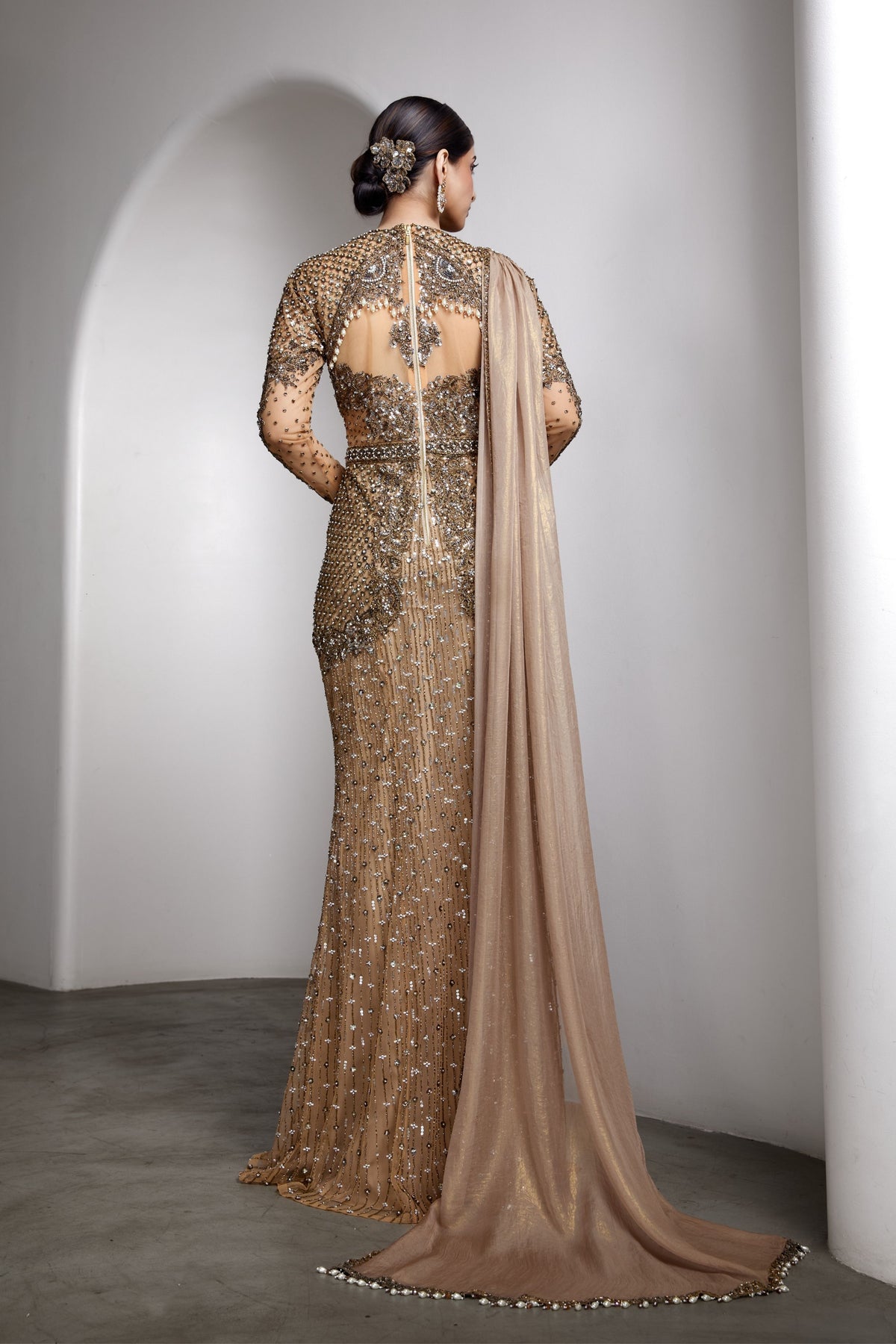 Draped Sequin Gown