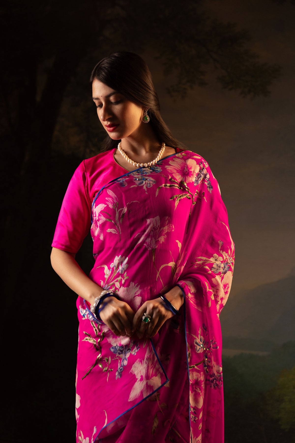 Callie Printed French Chiffon Saree