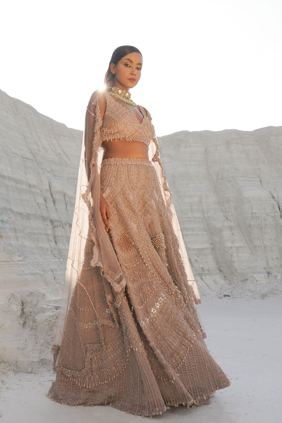 Rustic Amber Embroidered Lehenga Set