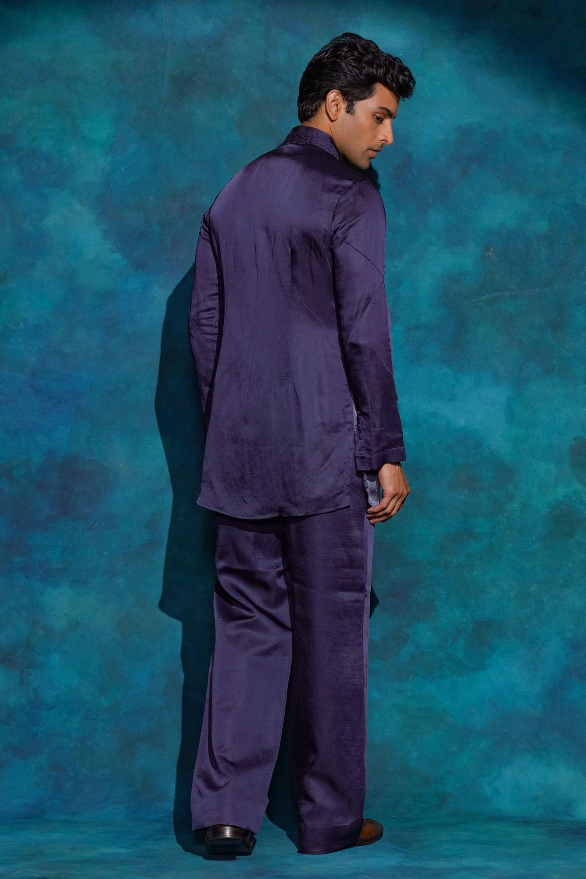 Oceanic Purple Short Kurta Set