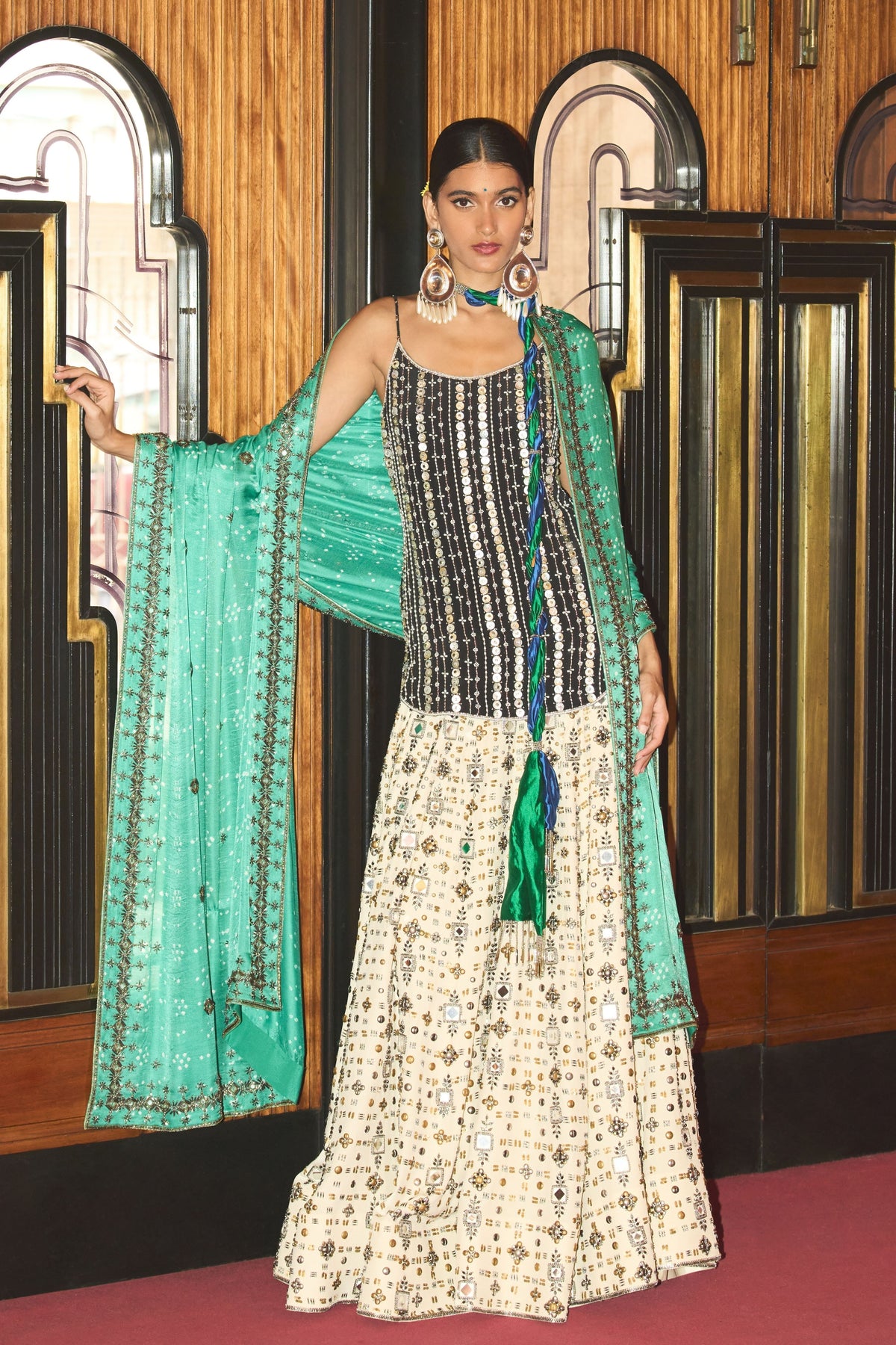 Madhubala Emerald Navy Lehenga Set