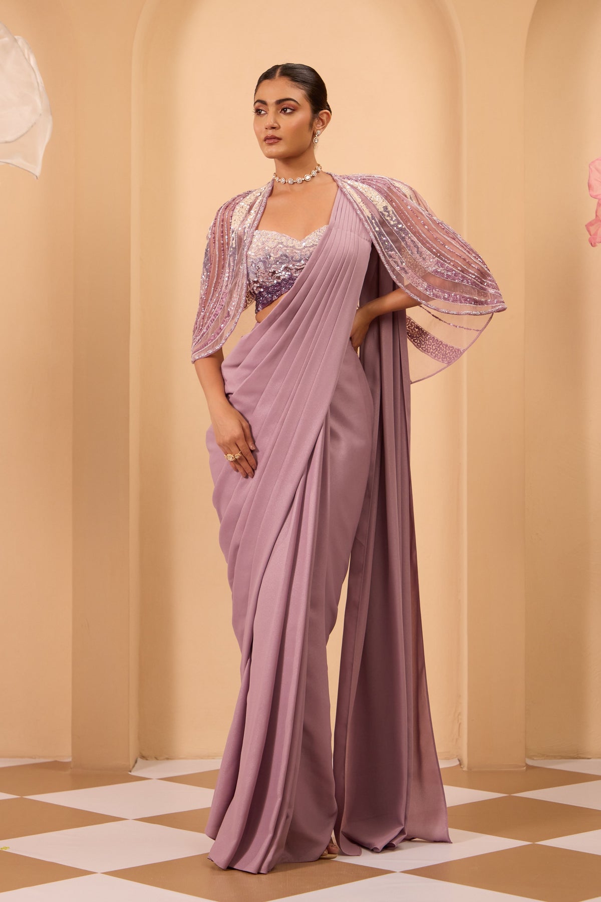 Hand Adored Short Cape Set
