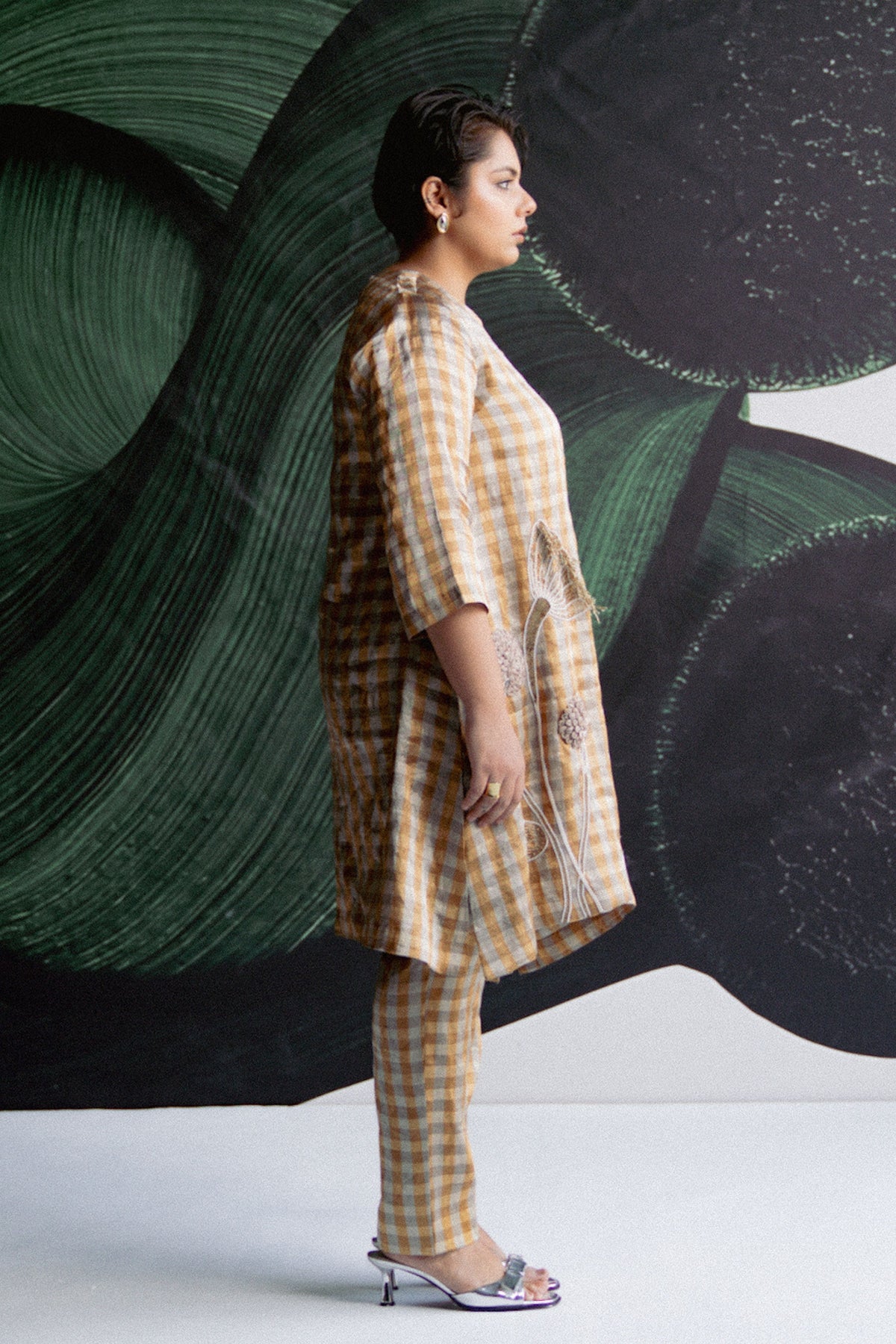 Gold Check Tunic With Pants