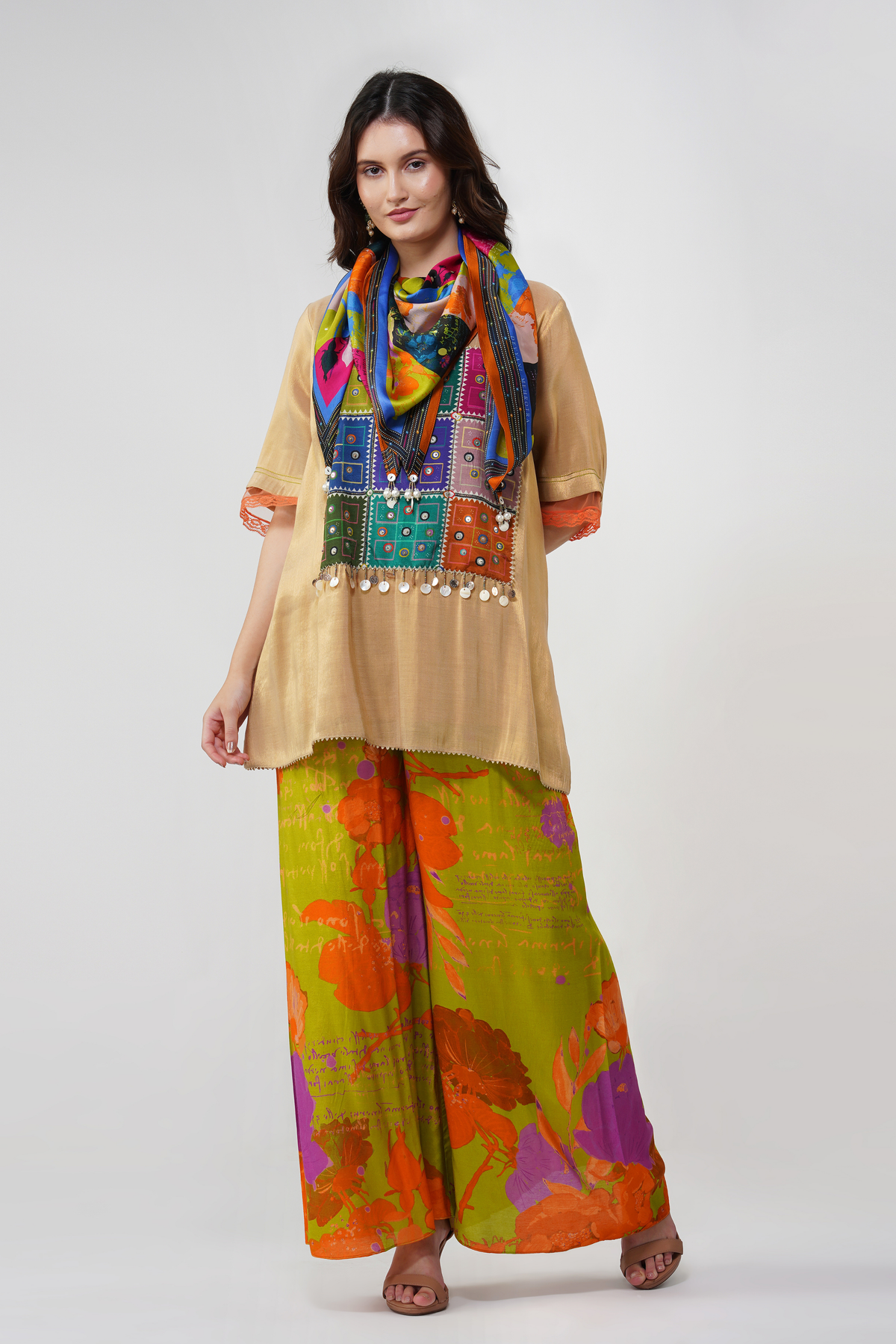 Floral Mirrorwork Top Set