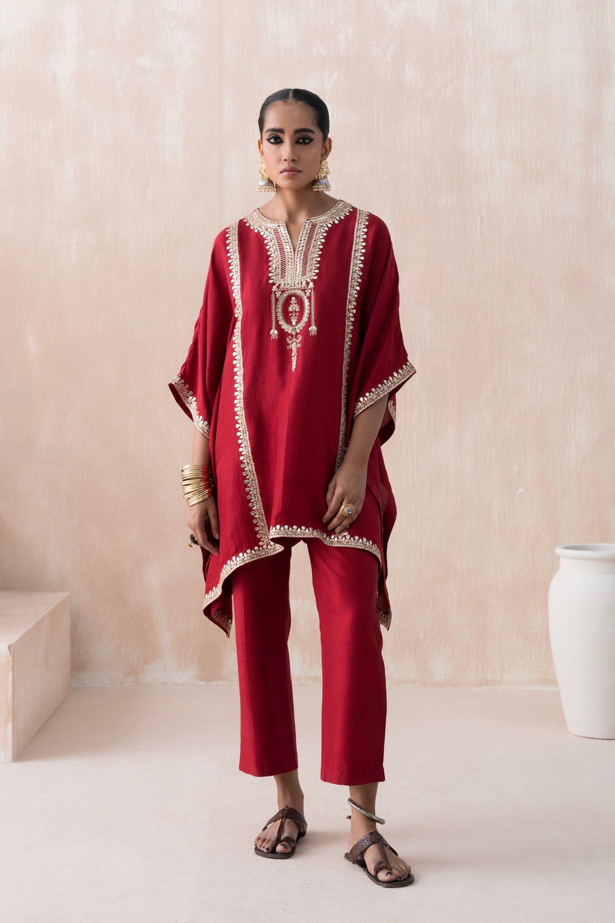 Maroon Kaftan Set
