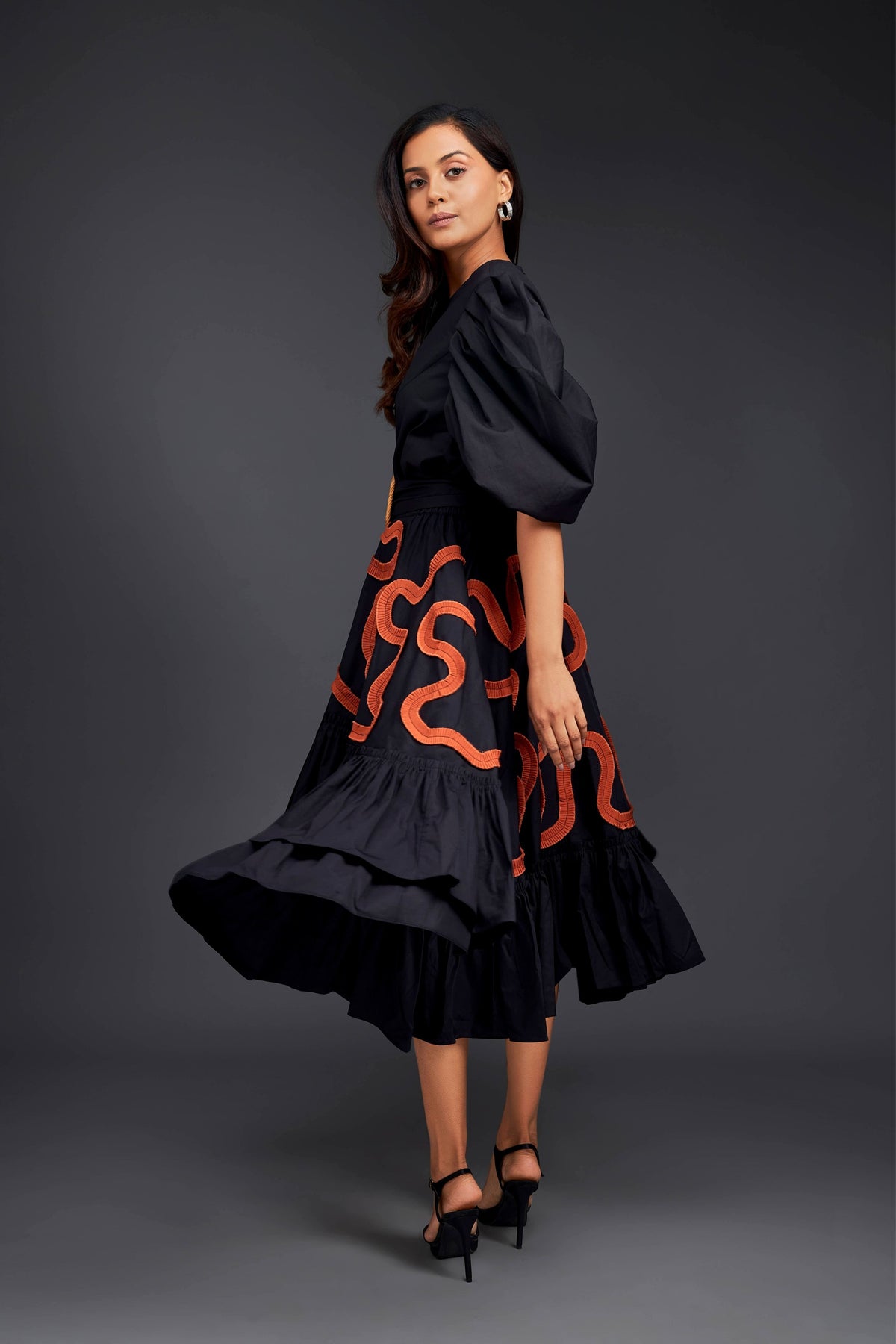 Black &amp; Rust Frill Co-ord Set