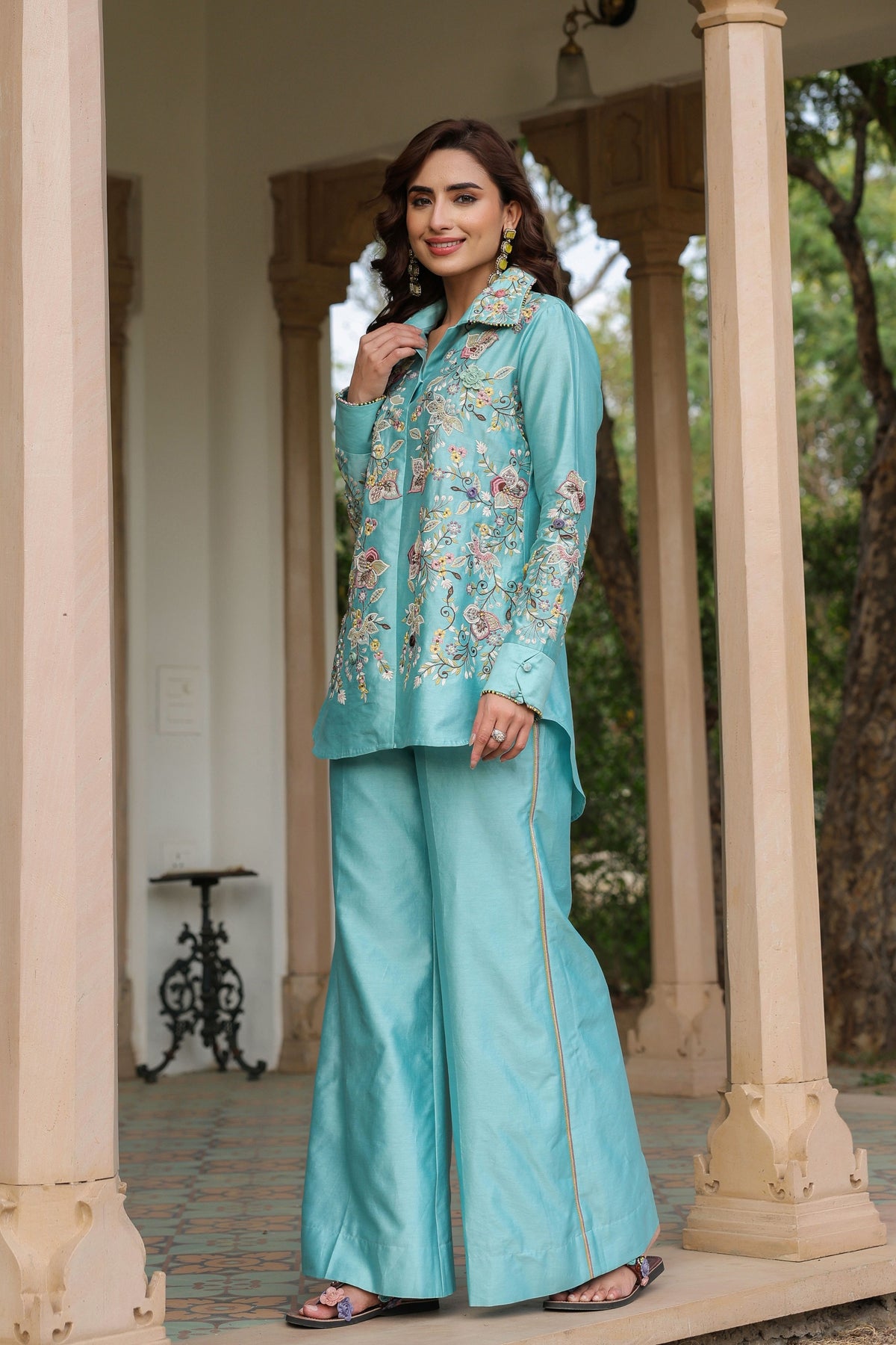 Gulzar Blue Jaal Co-ord Set