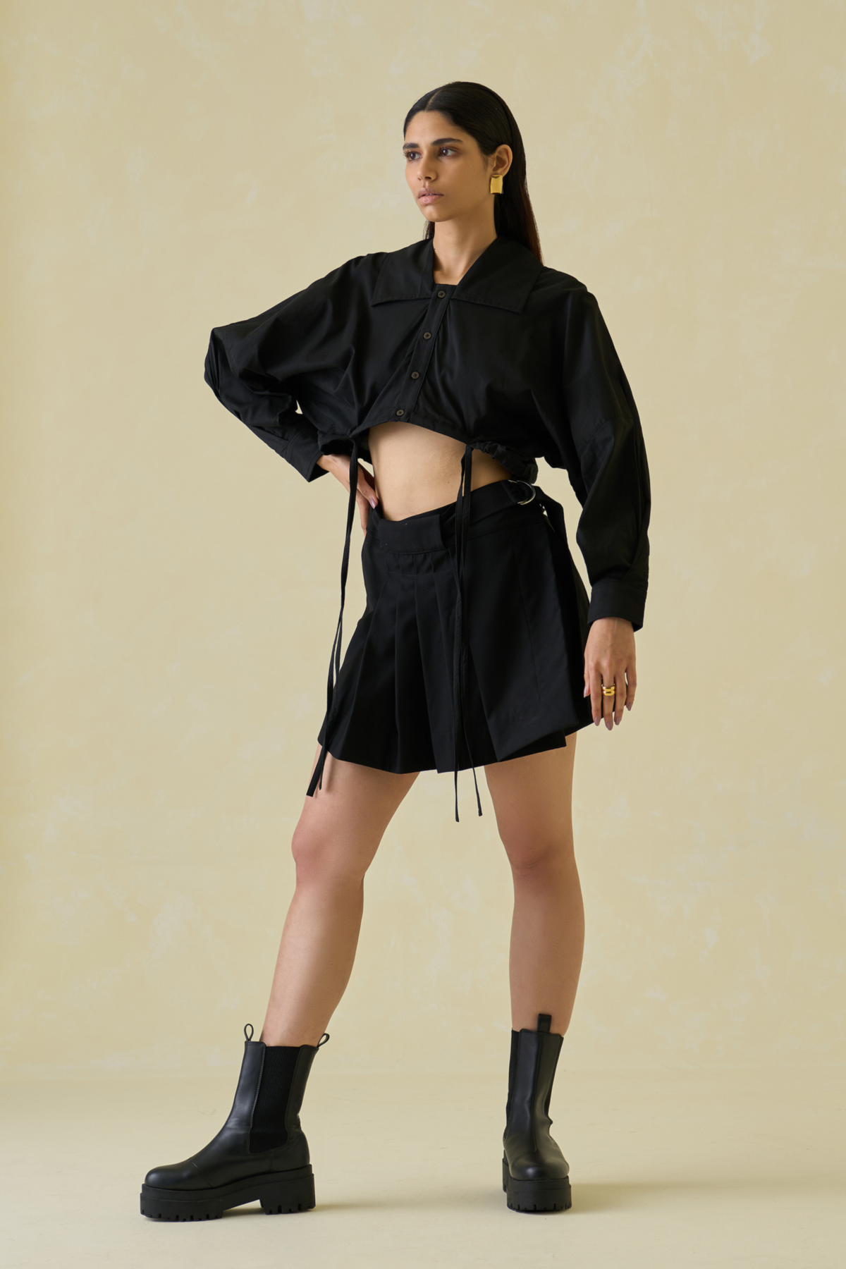 Moonless Night Directional Cropped Shirt