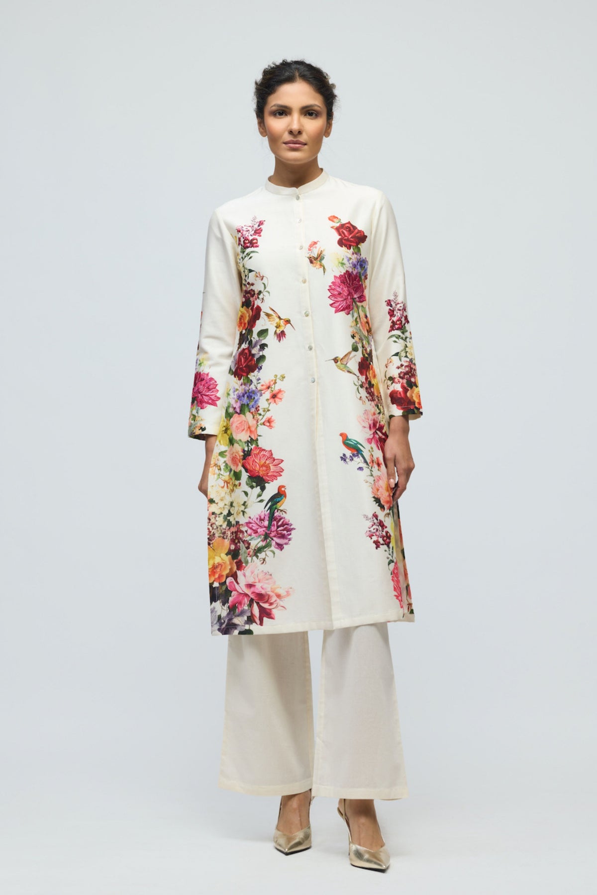 Ivory Floral Tunic Set