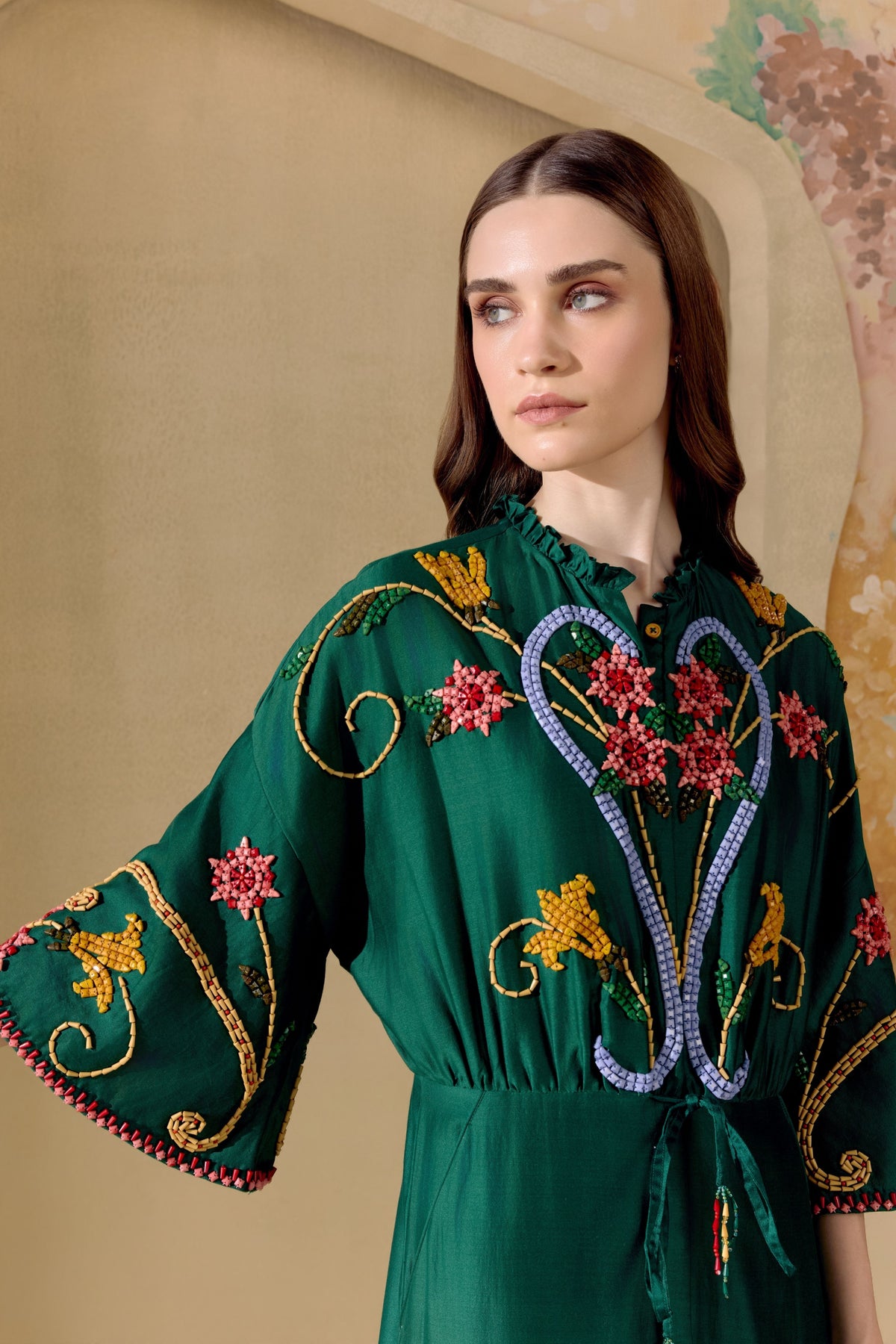 Emerald Green Mosaic Shirt Dress