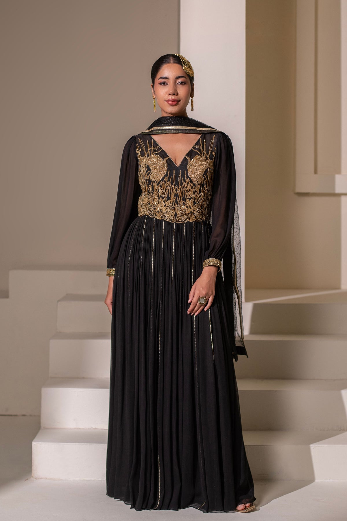 Black Embellished  Anarkali