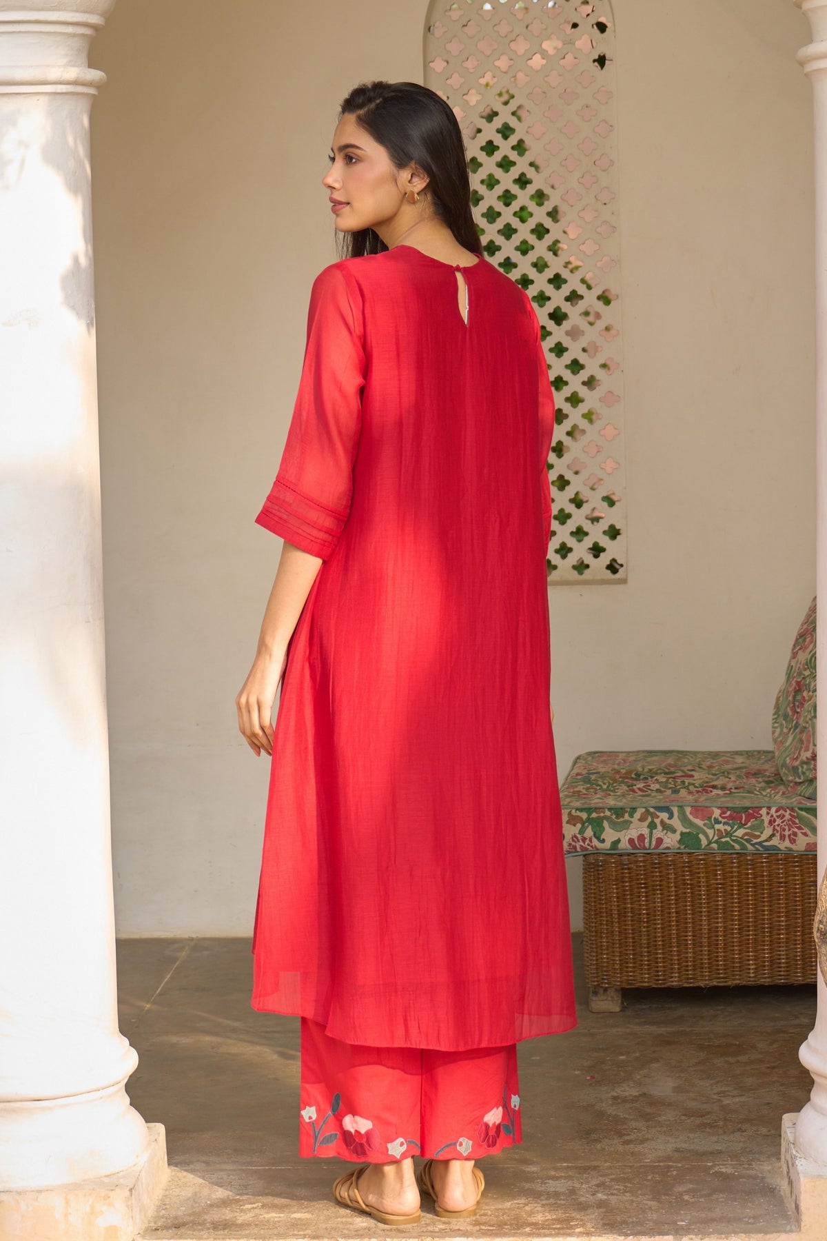 Cherry Red Applique Tunic Set