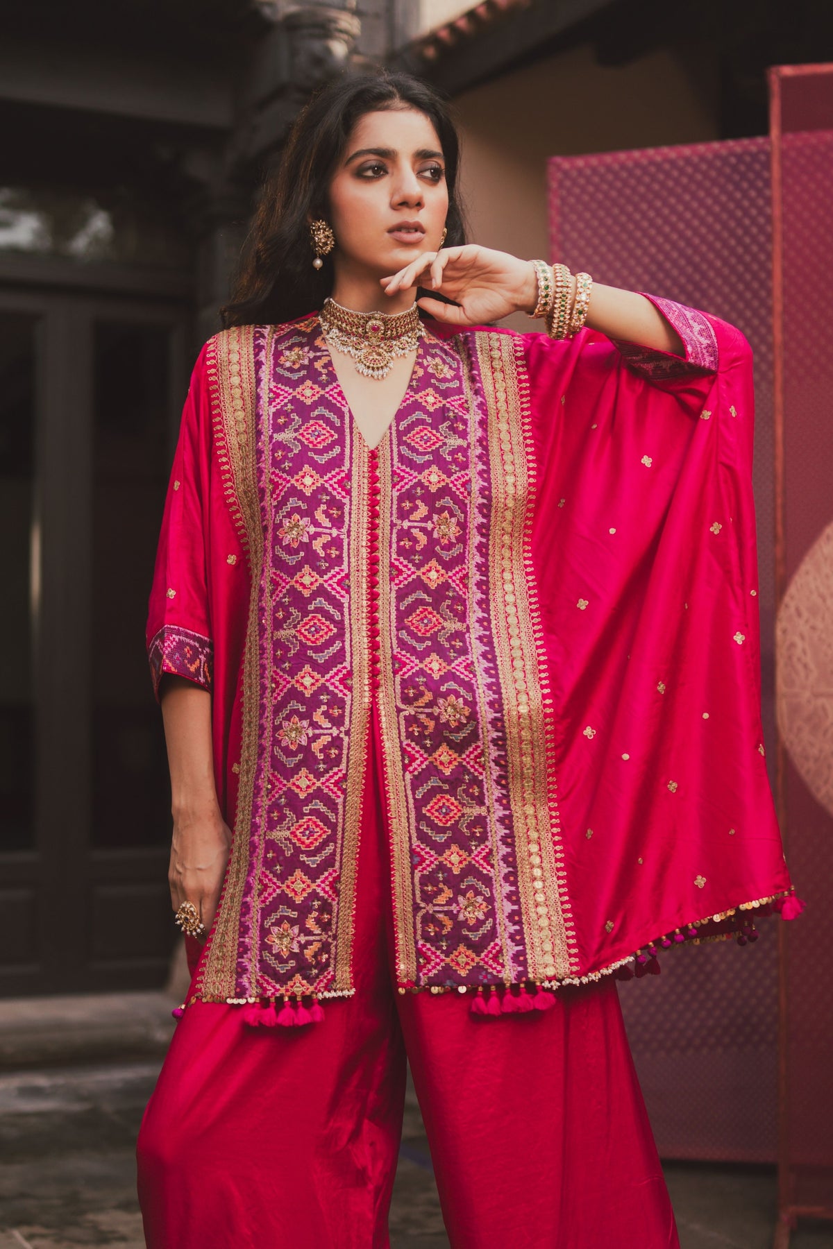 Vaishali Pink Kaftan Set