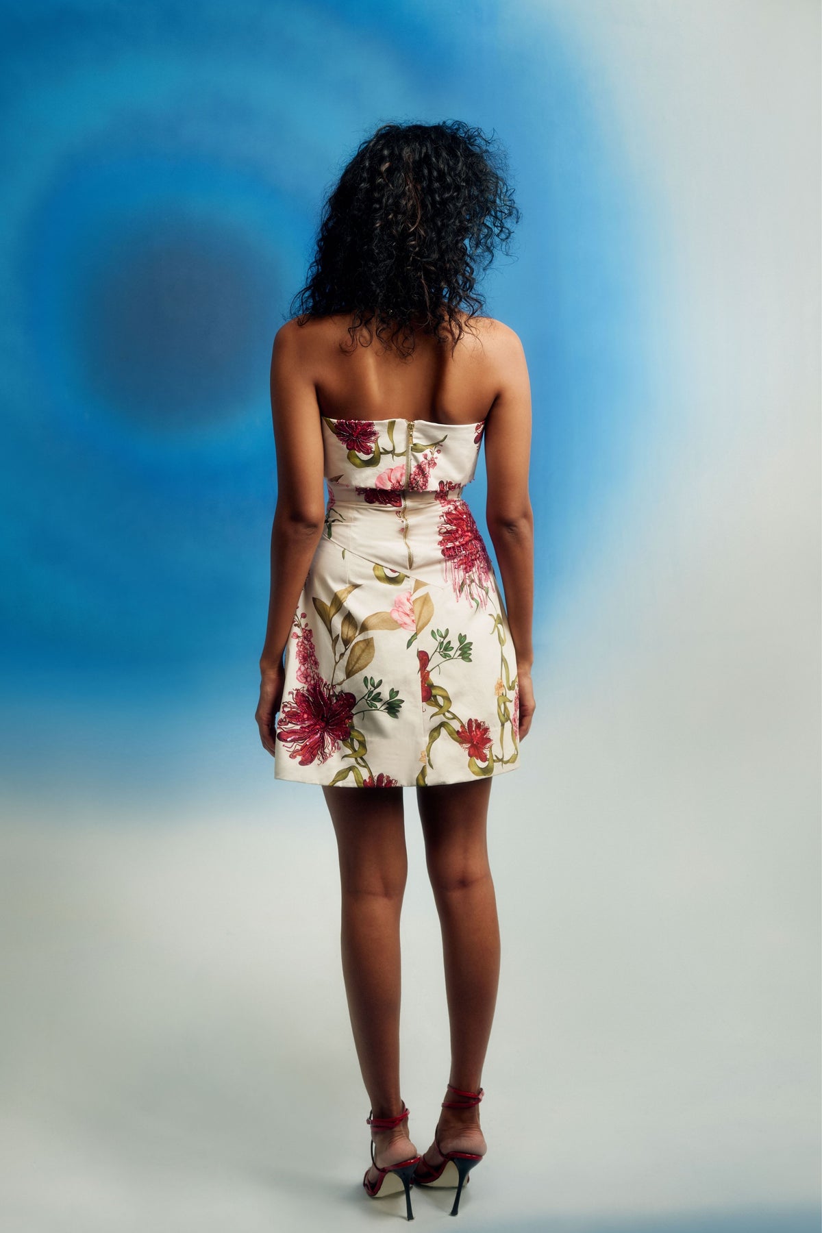 Printed Strapless Mini Dress