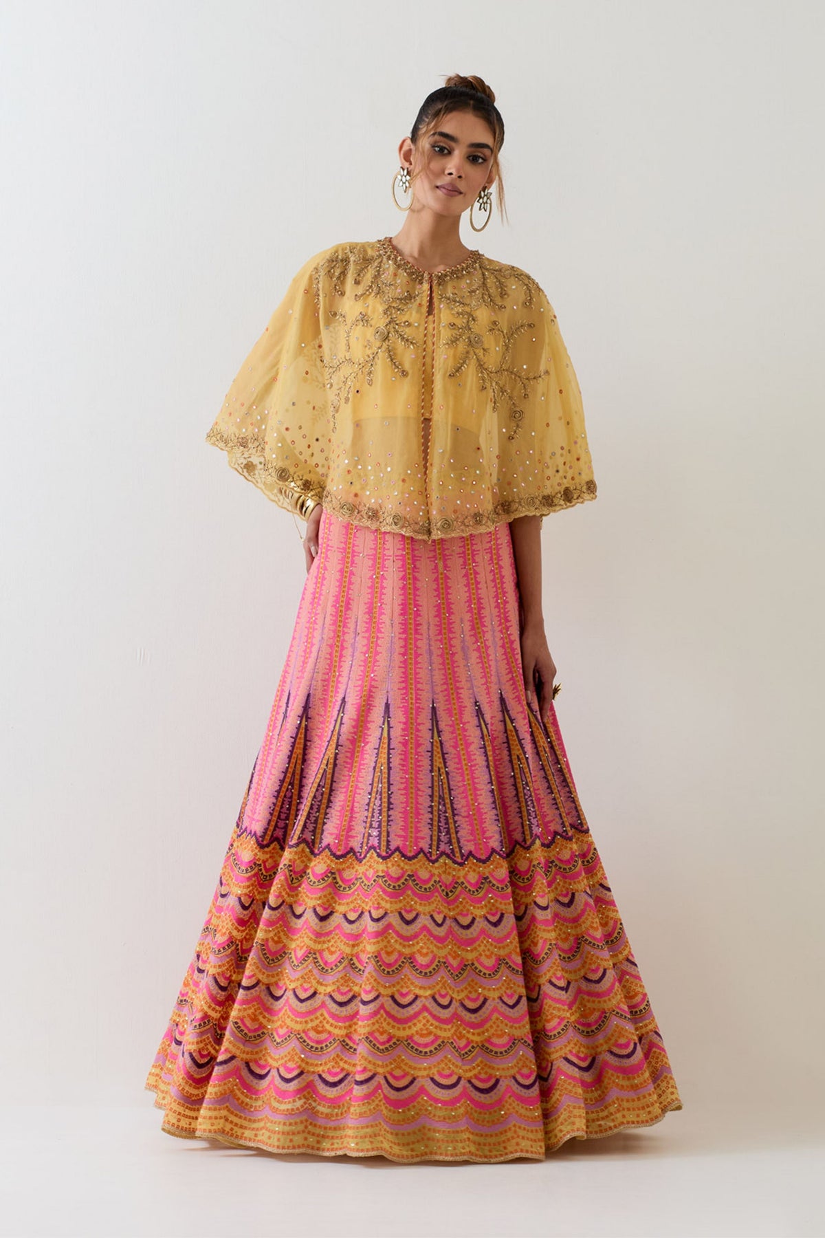 Mustard Cape With Skirt