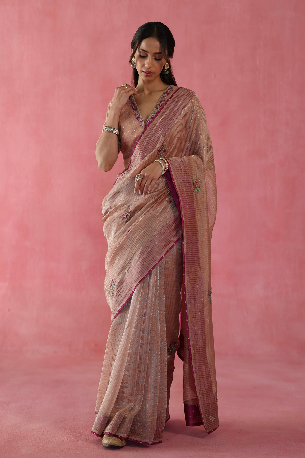 Beige Anjeer Saree