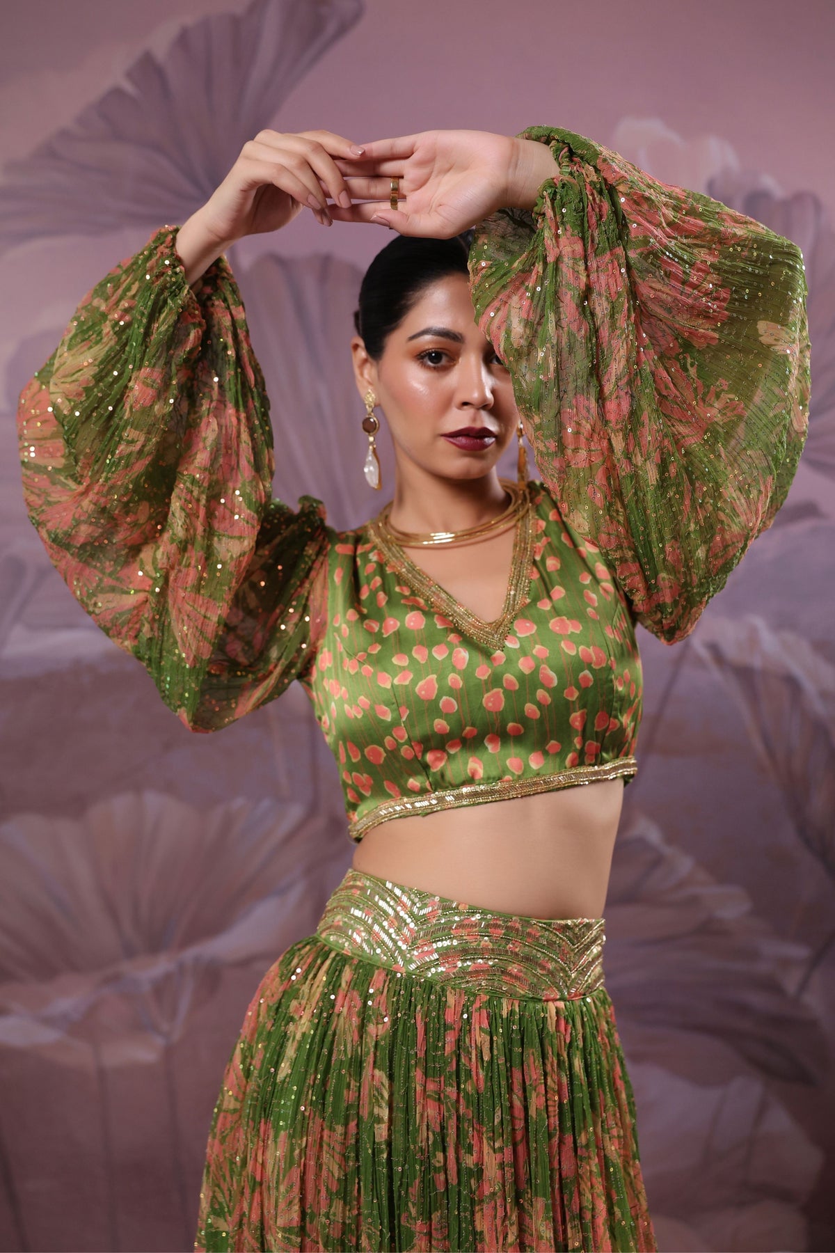 Avocado Phool Bazar Skirt Set