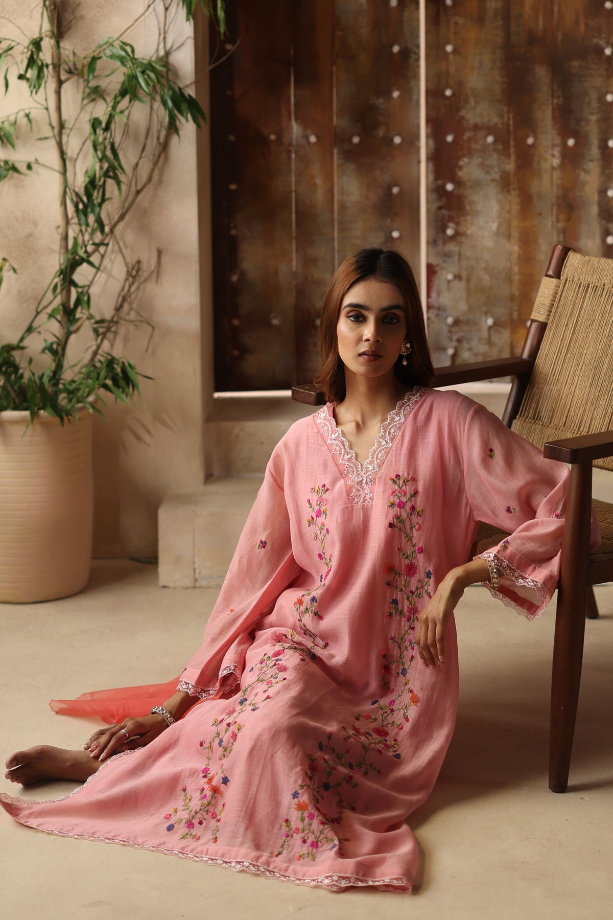 Evara Peach Kurta Set