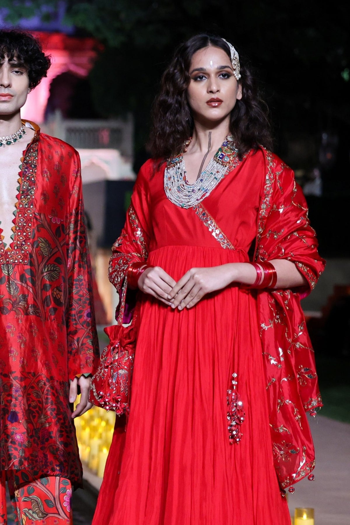 Surkh Laal Anarkali Gharara Set