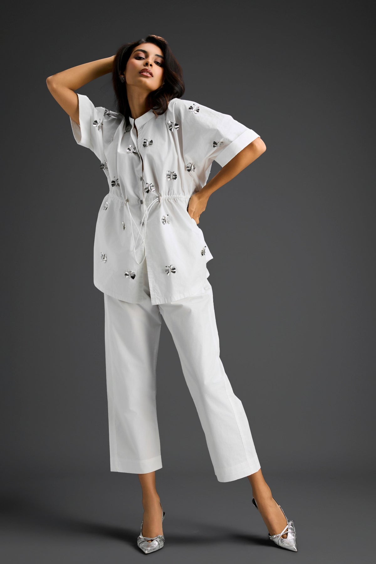 White Embellished Co-ord Set