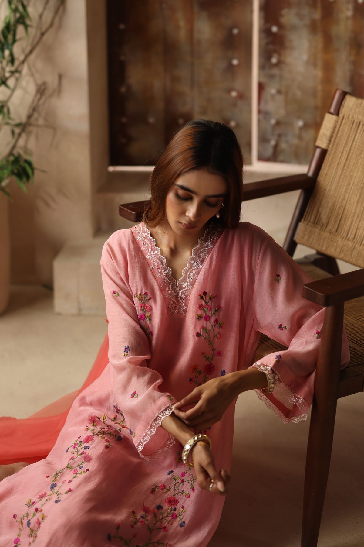 Evara Peach Kurta Set