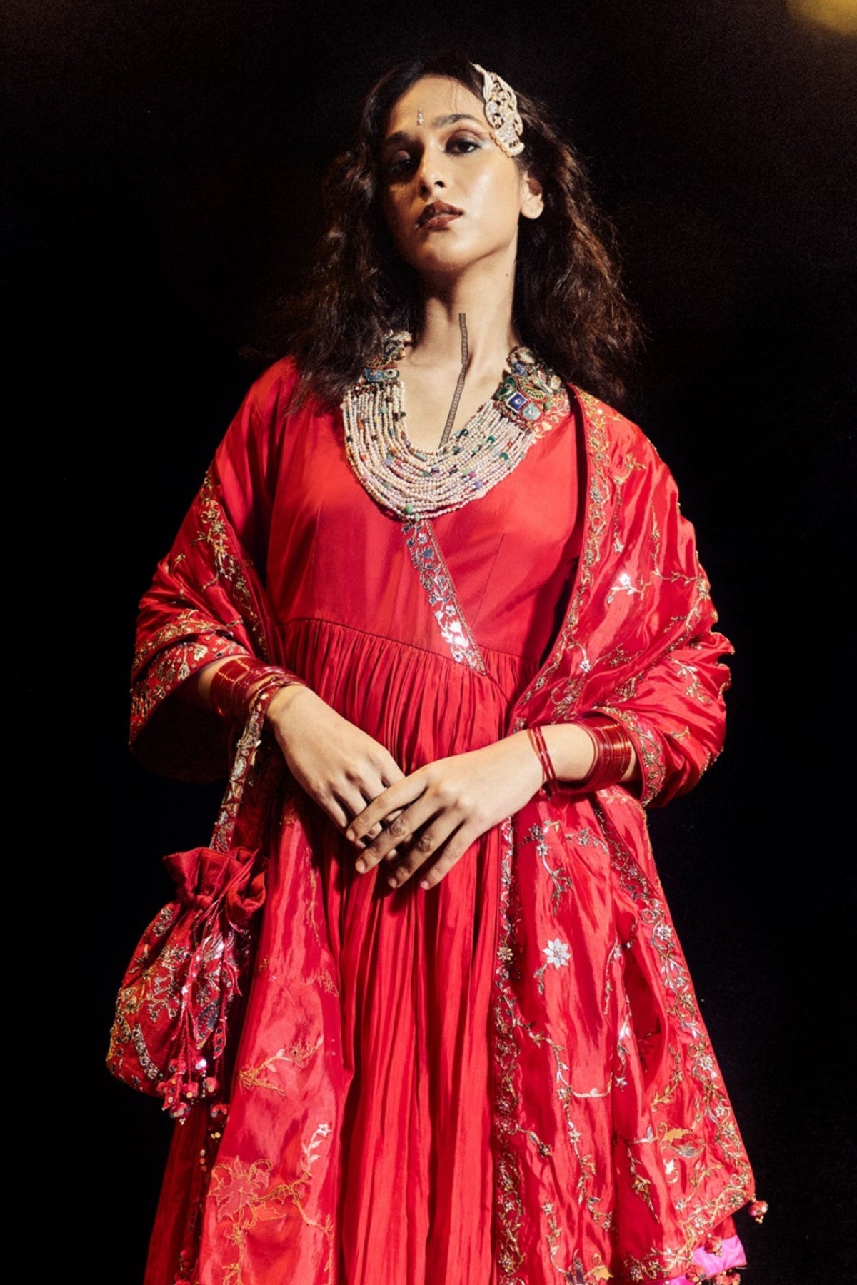 Surkh Laal Anarkali Gharara Set