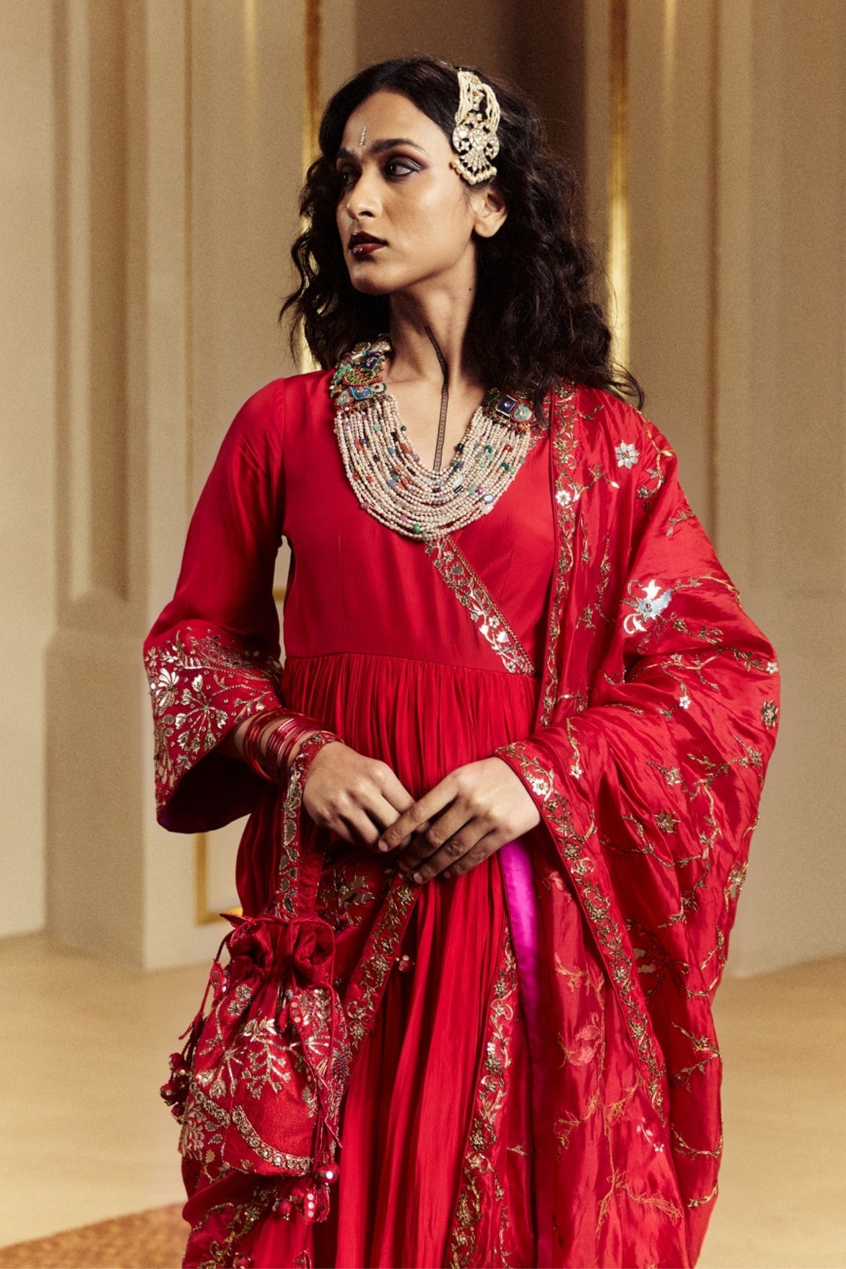Surkh Laal Anarkali Gharara Set
