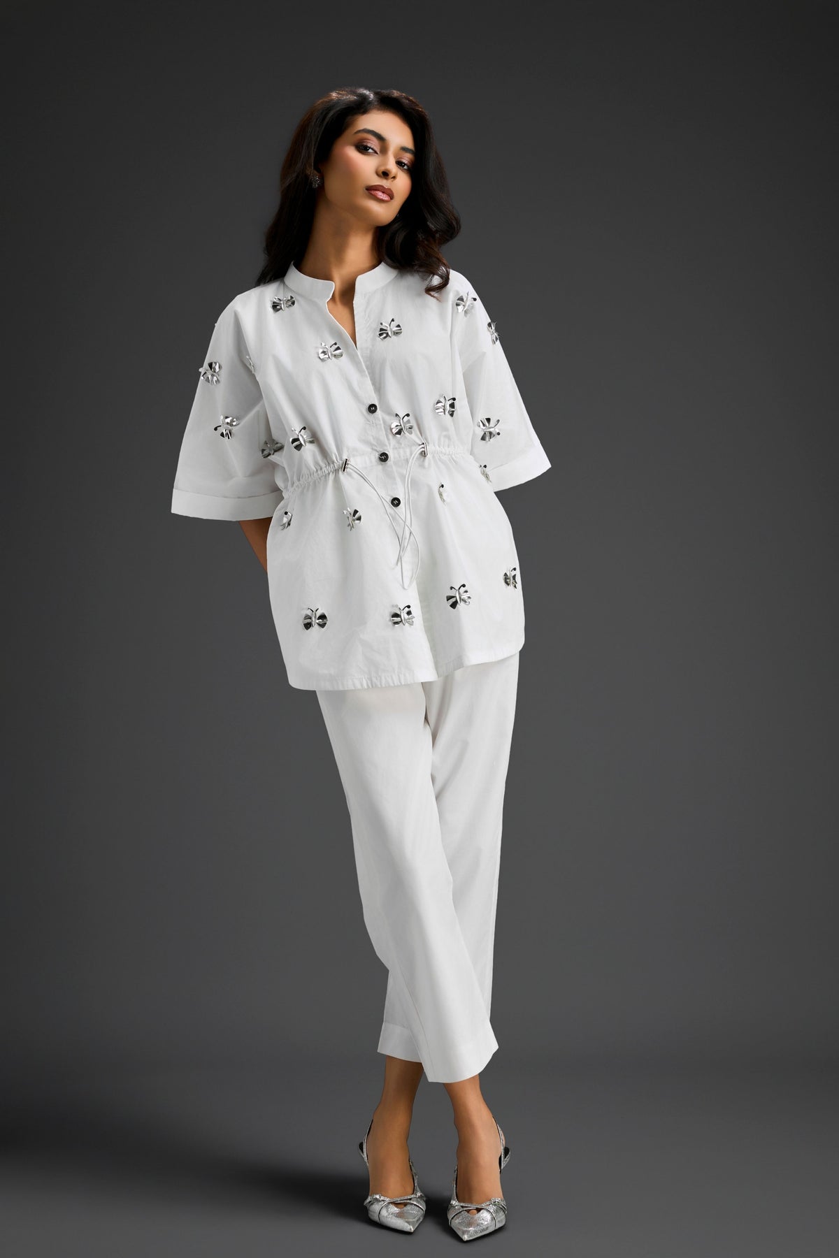 White Embellished Co-ord Set