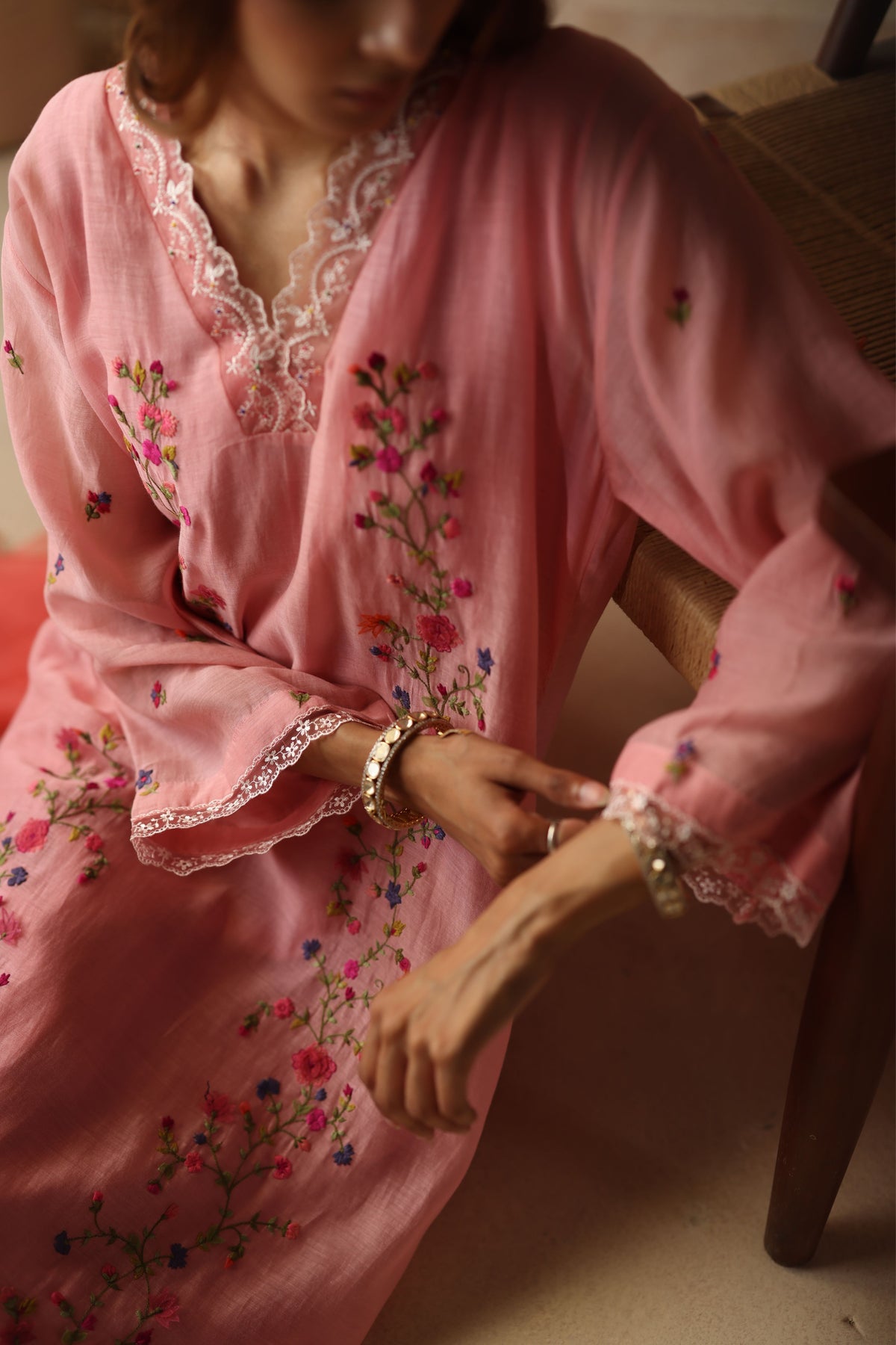 Evara Peach Kurta Set