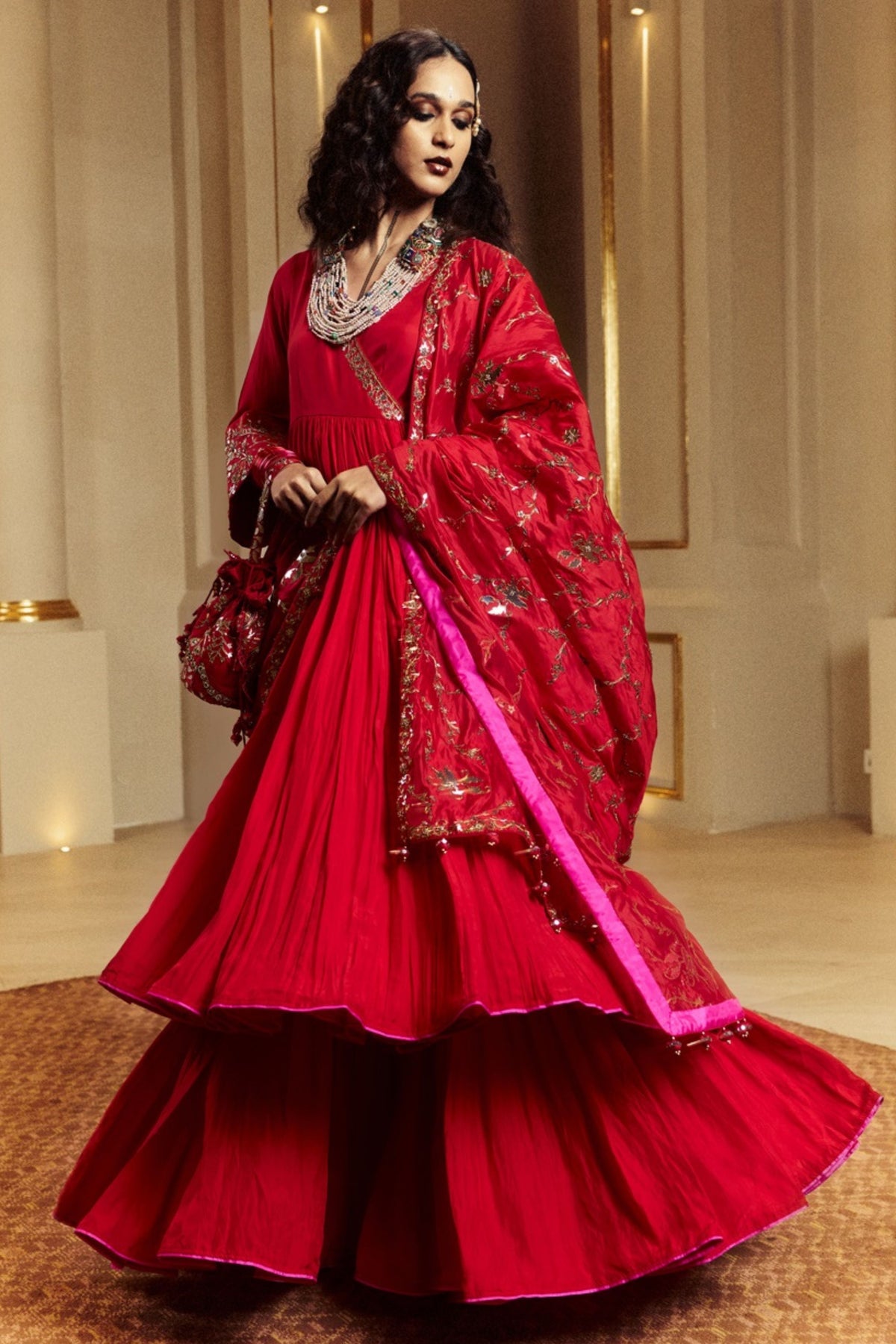 Surkh Laal Anarkali Gharara Set