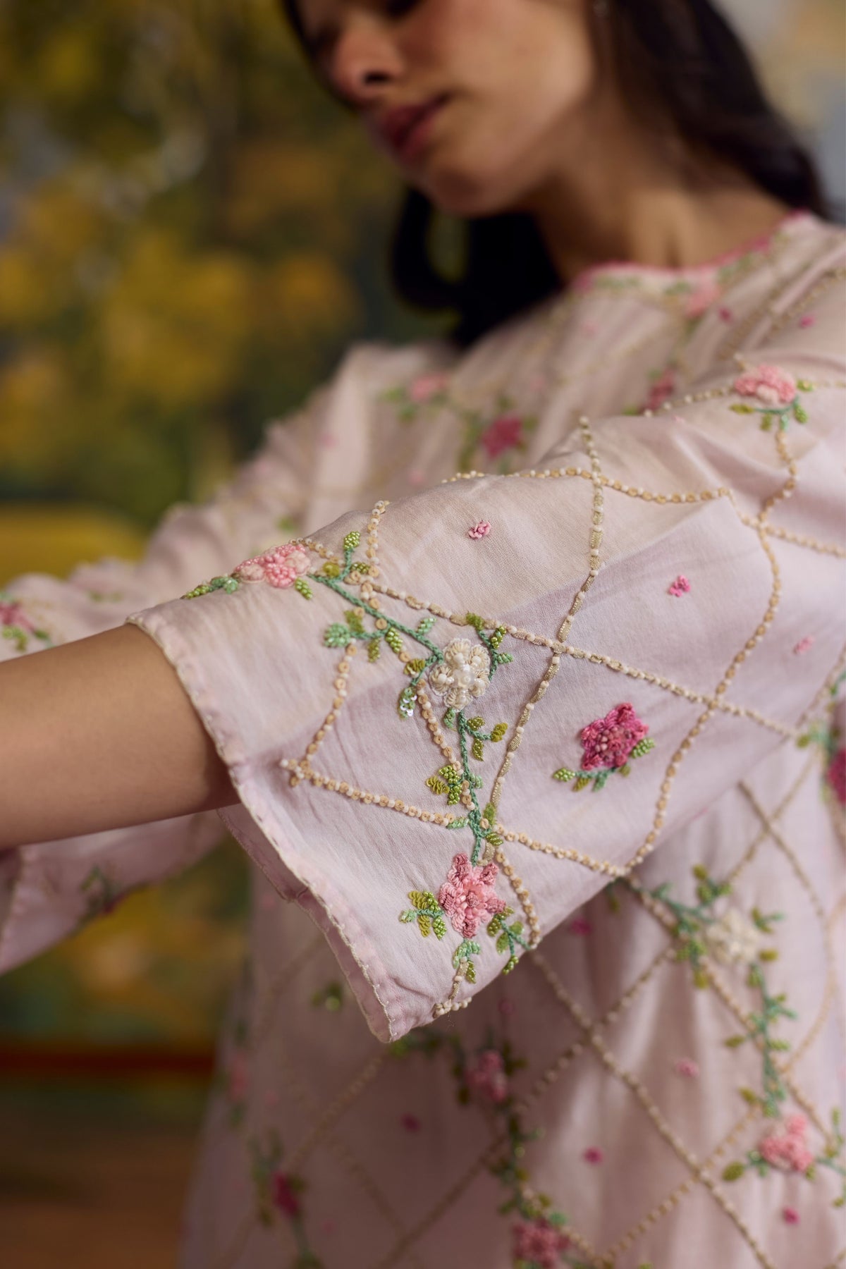Lavendar Embroidered Kurta Set