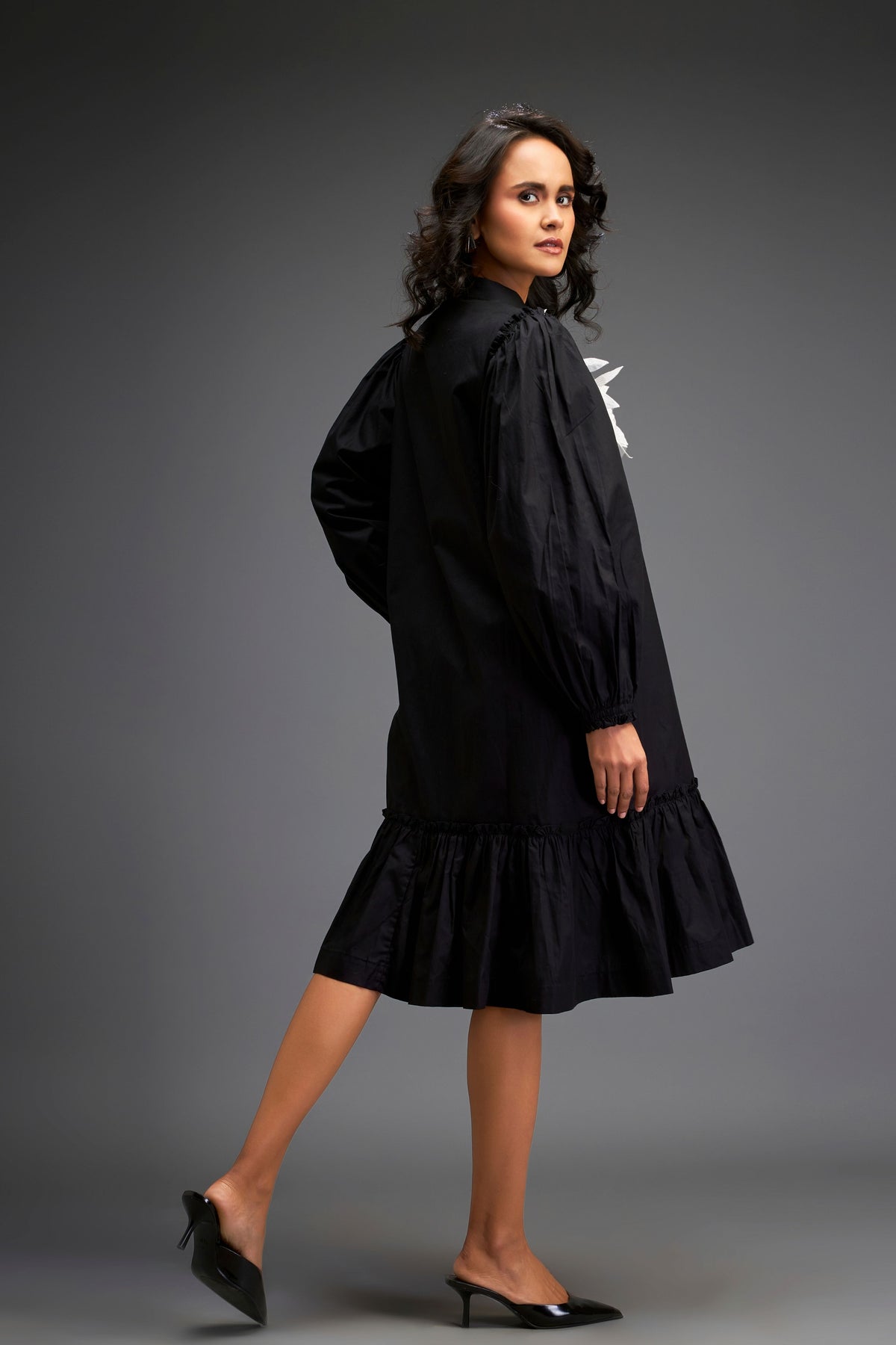 Black Voluminous Sleeve Dress
