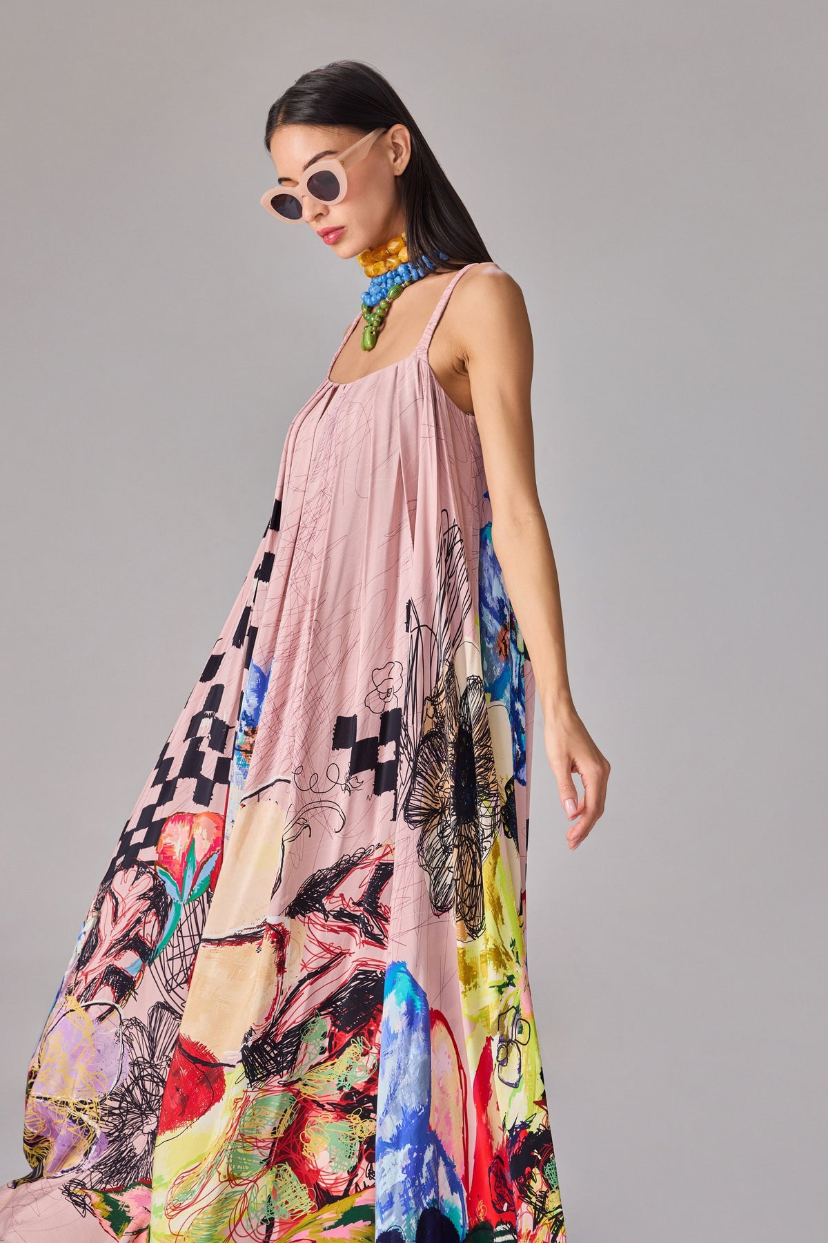 Peach Vintage Block Swing Dress