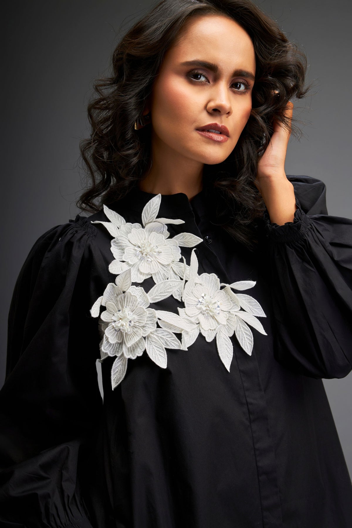 Black Voluminous Sleeve Dress