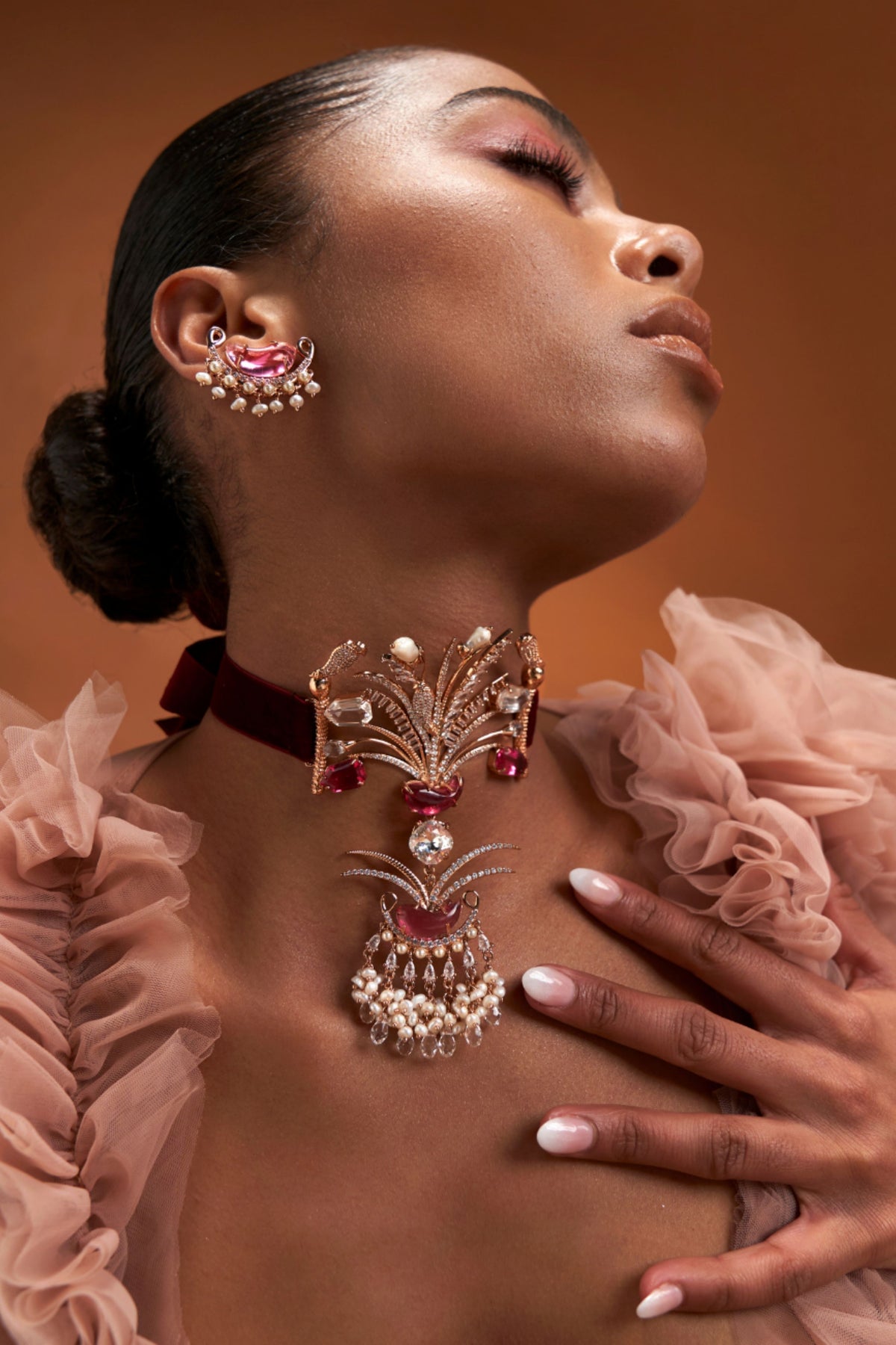 Le Cleo Stud Earrings in Vintage Rose