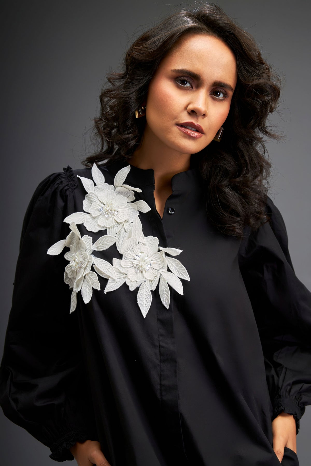 Black Voluminous Sleeve Dress